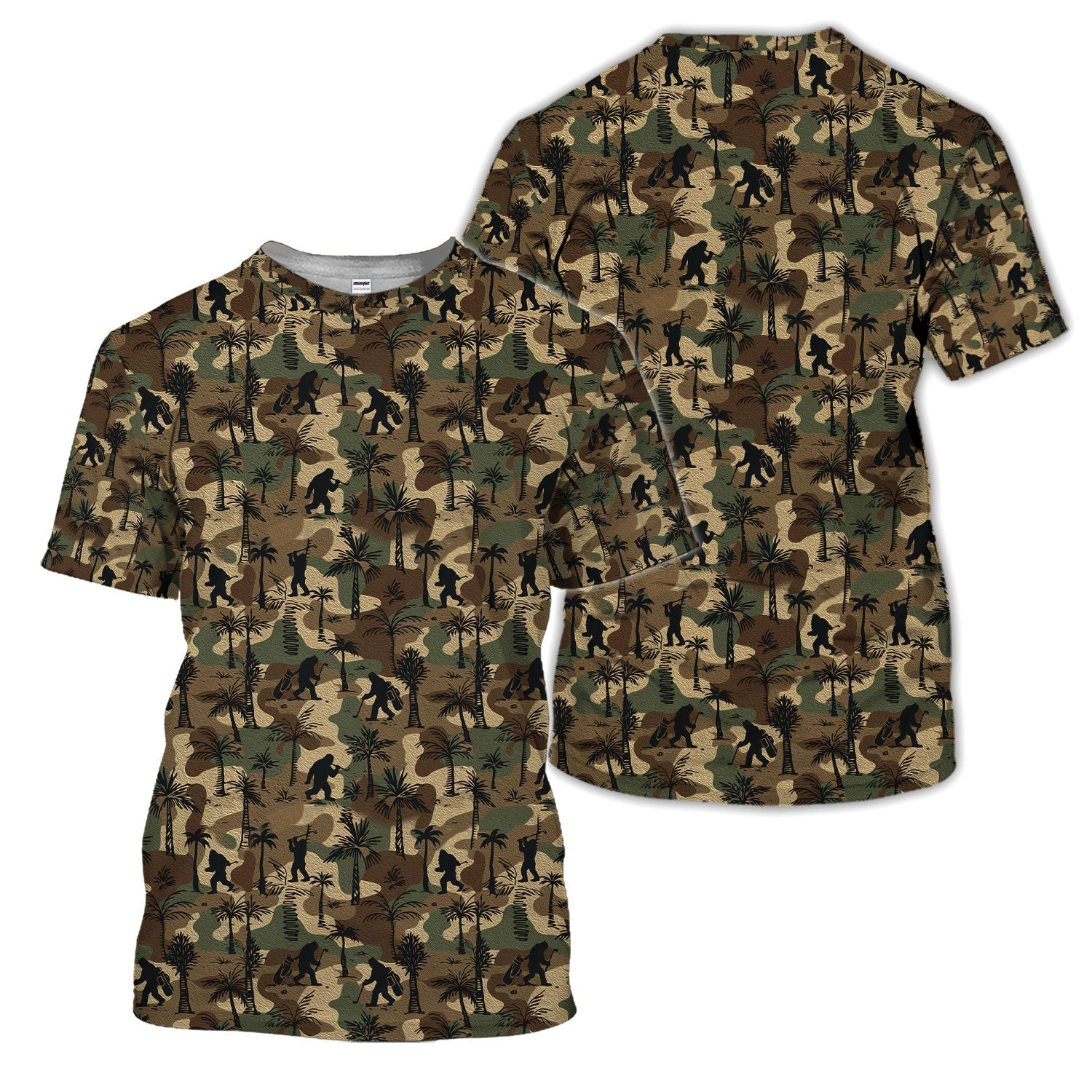 Bigfoot Camo Golf Polo Shirt, Funny Sasquatch Camouflage Polo For Men, Outdoor Golf Shirt