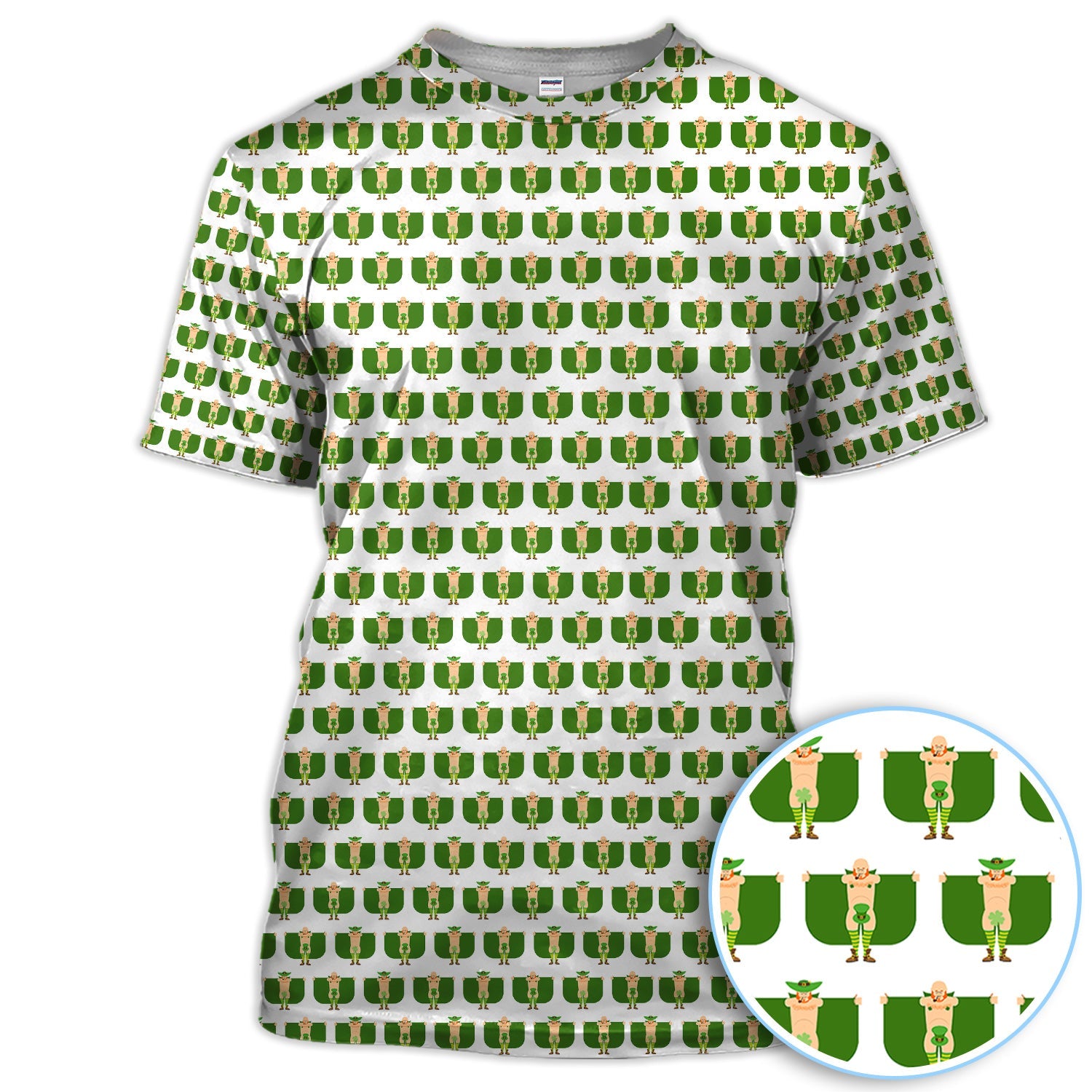 St. Patrick’s Day Leprechaun Pattern Golf Polos, Irish Golf Shirt For Men, Crazy Golf Gift For Golfer