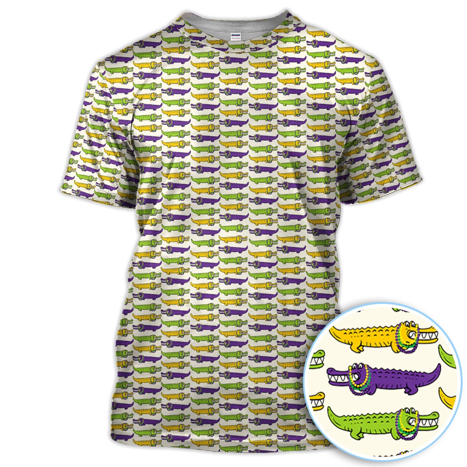 Mardi Gras Alligator Pattern Golf Shirt, Carnival Golf Shirt For Men, Golf Gift For Golfer