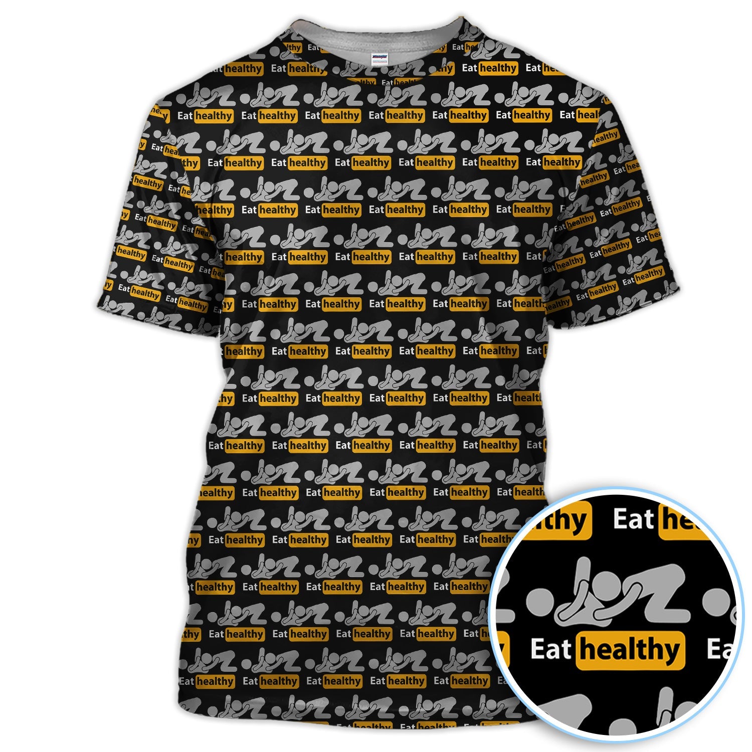 Eat Healthy Pattern Golf Polos, Crazy Modern Lifestyle Golf Shirt For Men, Golf Gift For Golfer