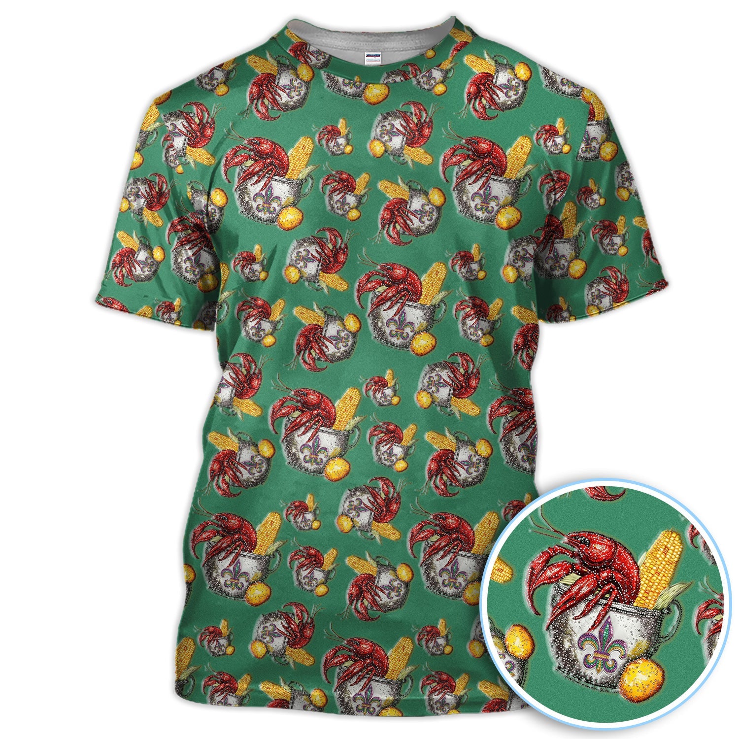 Mardi Gras Crawfish Pattern Golf Shirt, Funny Louisiana Crawfish Golf Polos For Men, Golf Gift For Golfer