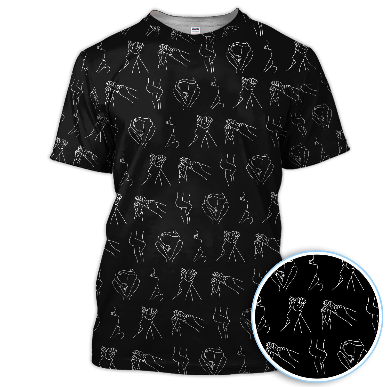 Minimal Line Art Pattern Golf Polos, Crazy Abstract Hands Golf Shirt For Men, Golf Gift For Golfer