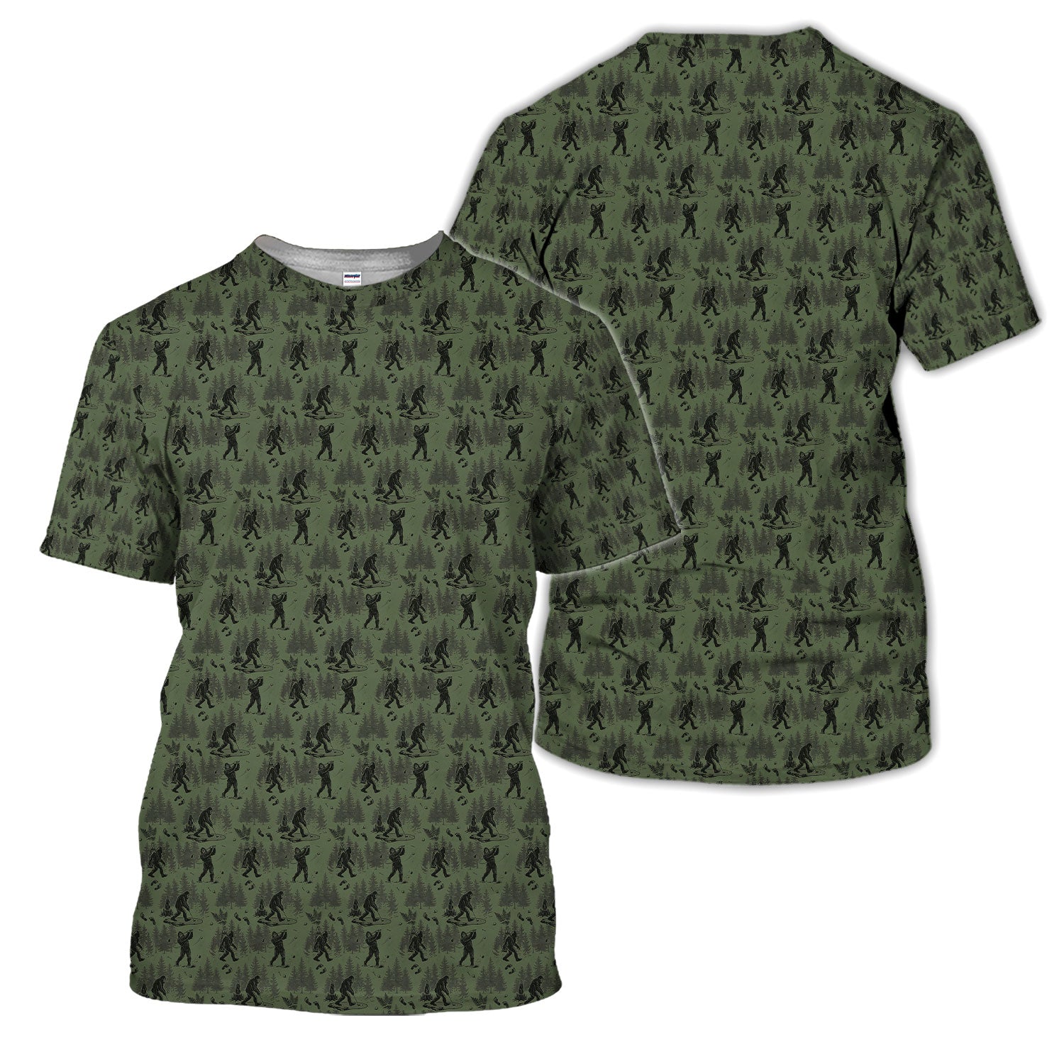 Bigfoot Forest Golf Polo Shirt, Sasquatch Camouflage Pattern Shirt For Men, Gofer Gift