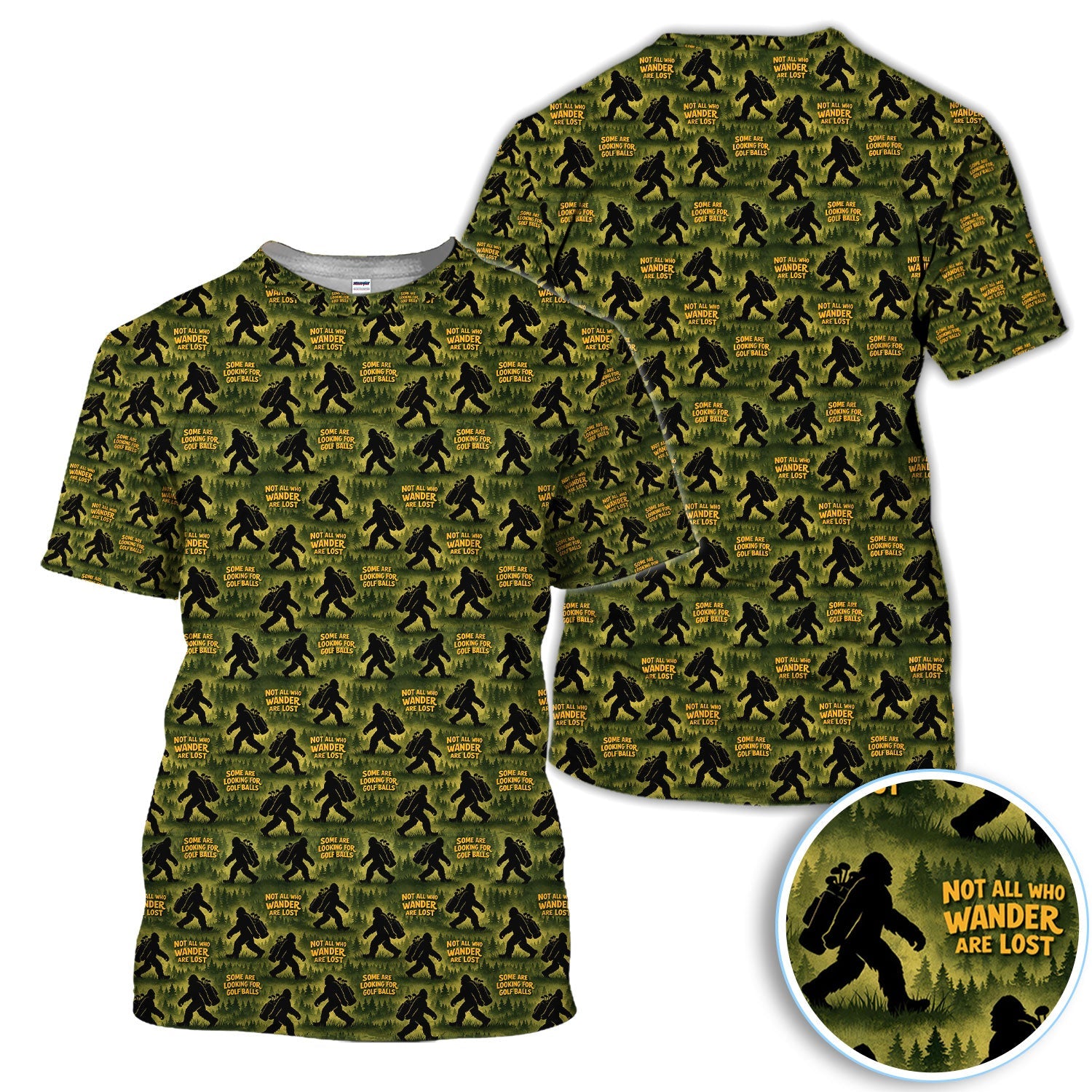 Bigfoot Wander Quote Pattern Golf Shirt, Sasquatch Golfer Forest Golf Shirt For Men, Golfer Gift