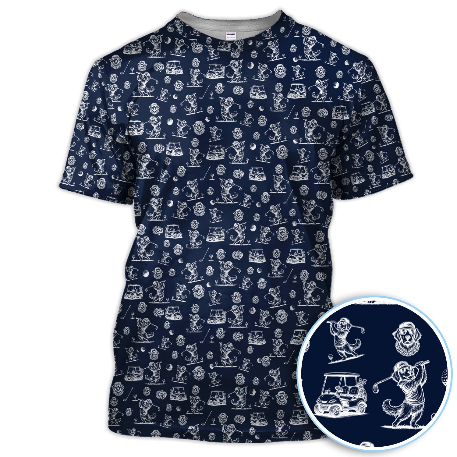 Funny Dachshund Pattern Golf Polos, Wiener Dog Golf Shirt For Golfer, Dog Dad Gift