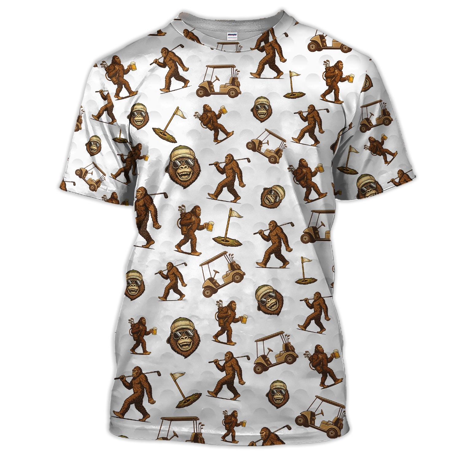 Sasquatch Pattern Golf Shirt For Men, Crazy Bigfoot Golf Polos, Funny Golf Gift For Golfer
