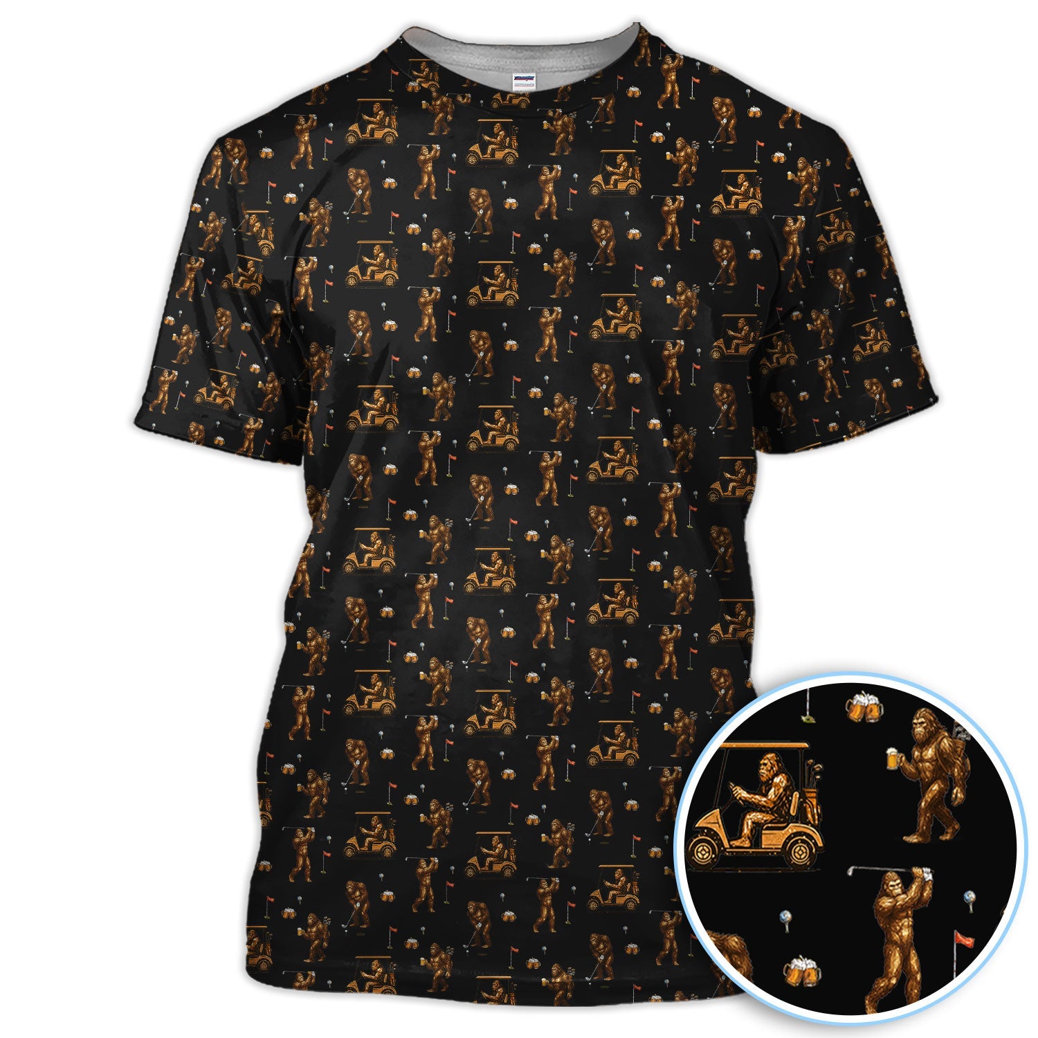 Funny Bigfoot Golf Shirt, Squatch Bigfoot And Beer Pattern Golf  Polos, Crazy Golf Gift For Golfer