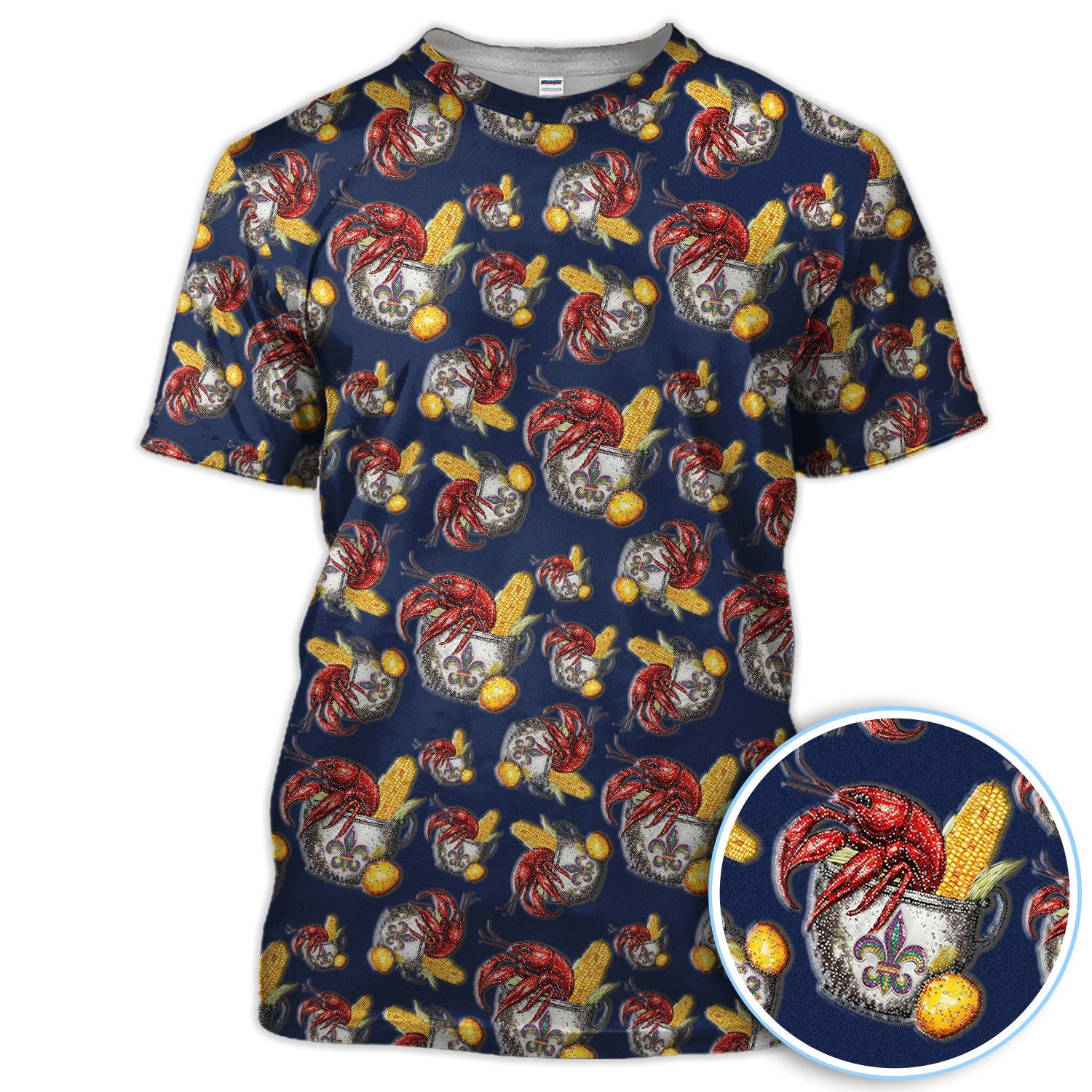 Mardi Gras Crawfish Pattern Golf Shirt, Funny Louisiana Crawfish Golf Polos For Men, Golf Gift For Golfer