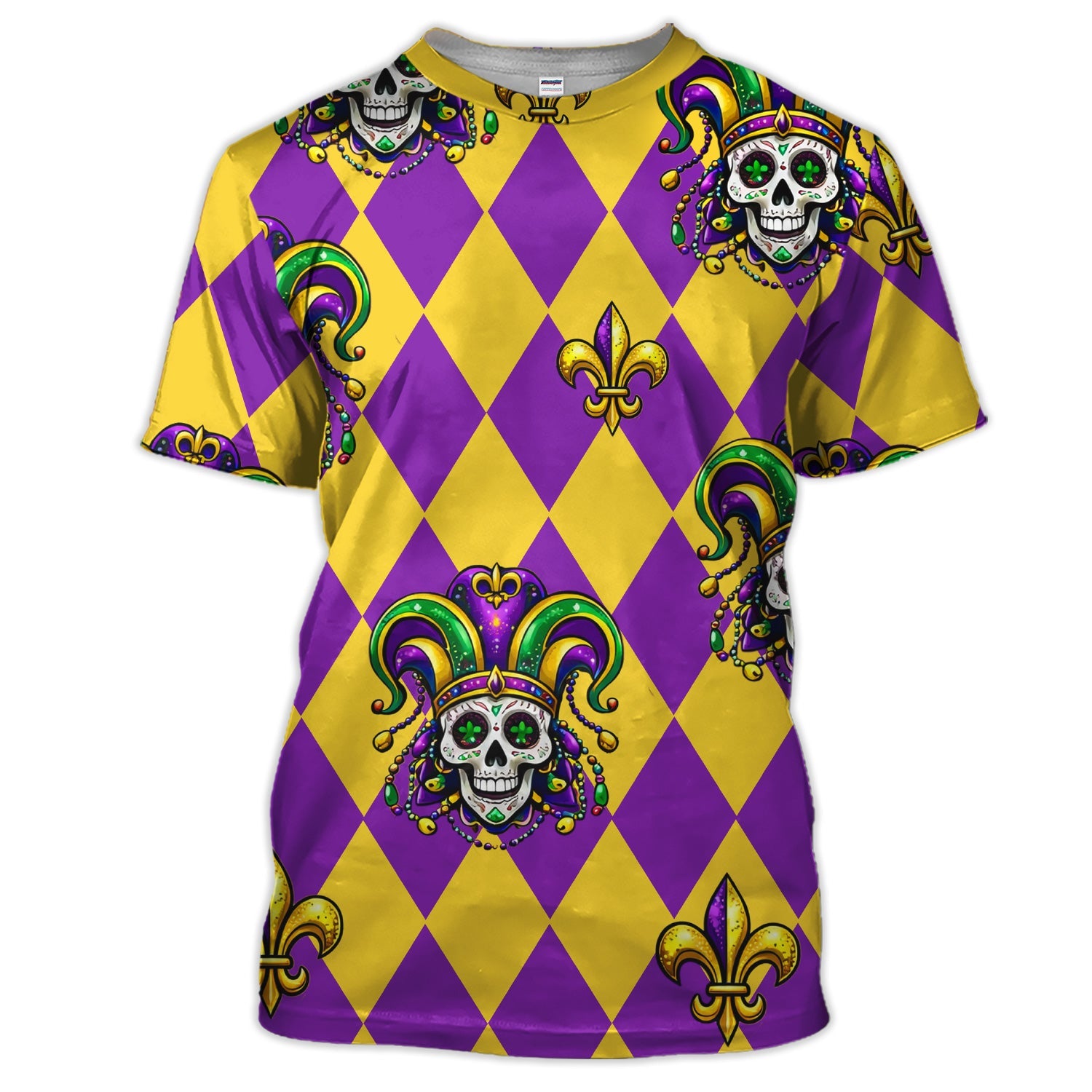 Mardi Gras Carnival Mask Skull Pattern Golf Shirt, Holiday Golf Polos For Men, Golf Gift For Golfer