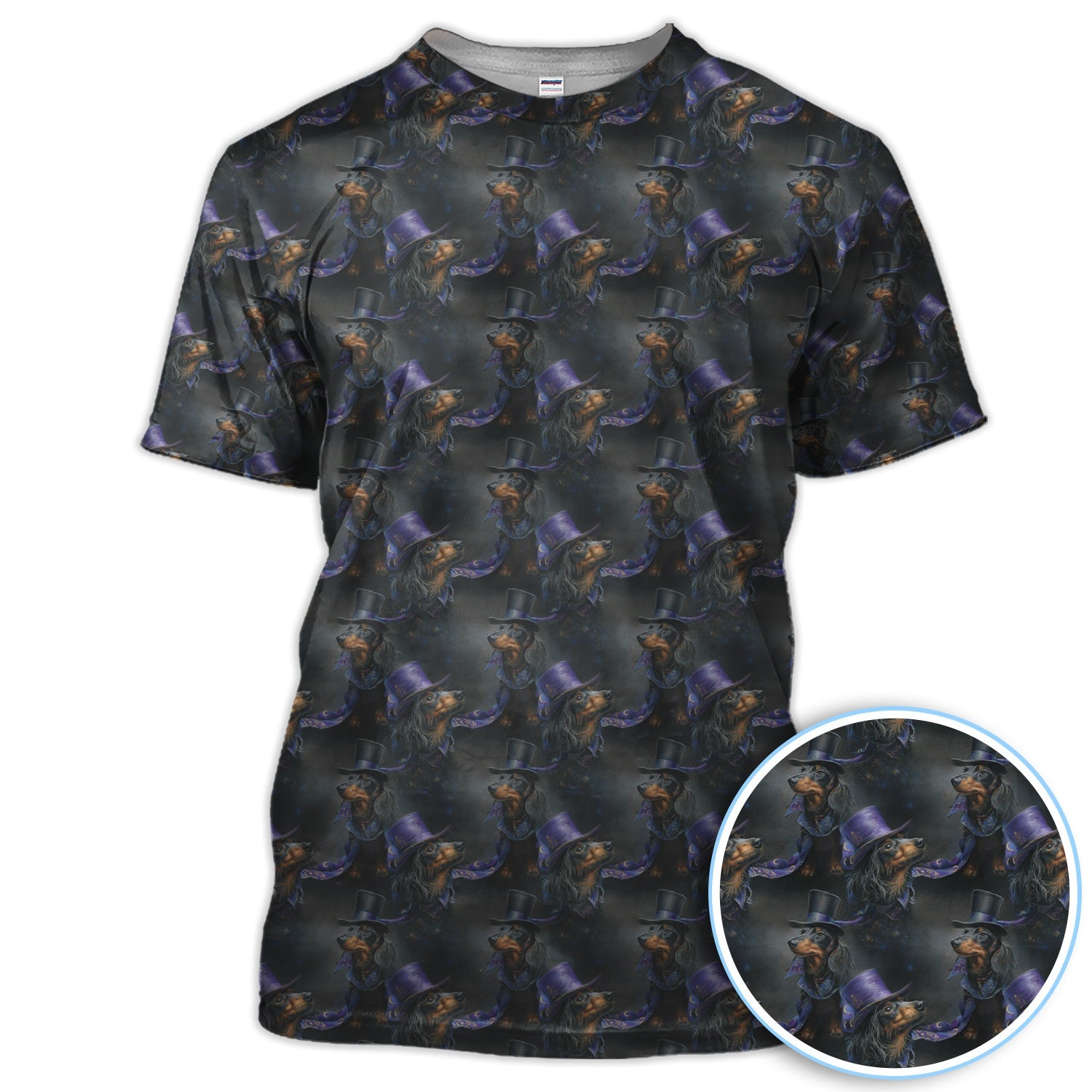 Elegant Dachshund Pattern Golf Shirt, Crazy Wiener Dog Golf Shirt For Golfer, Golf Gift For Men