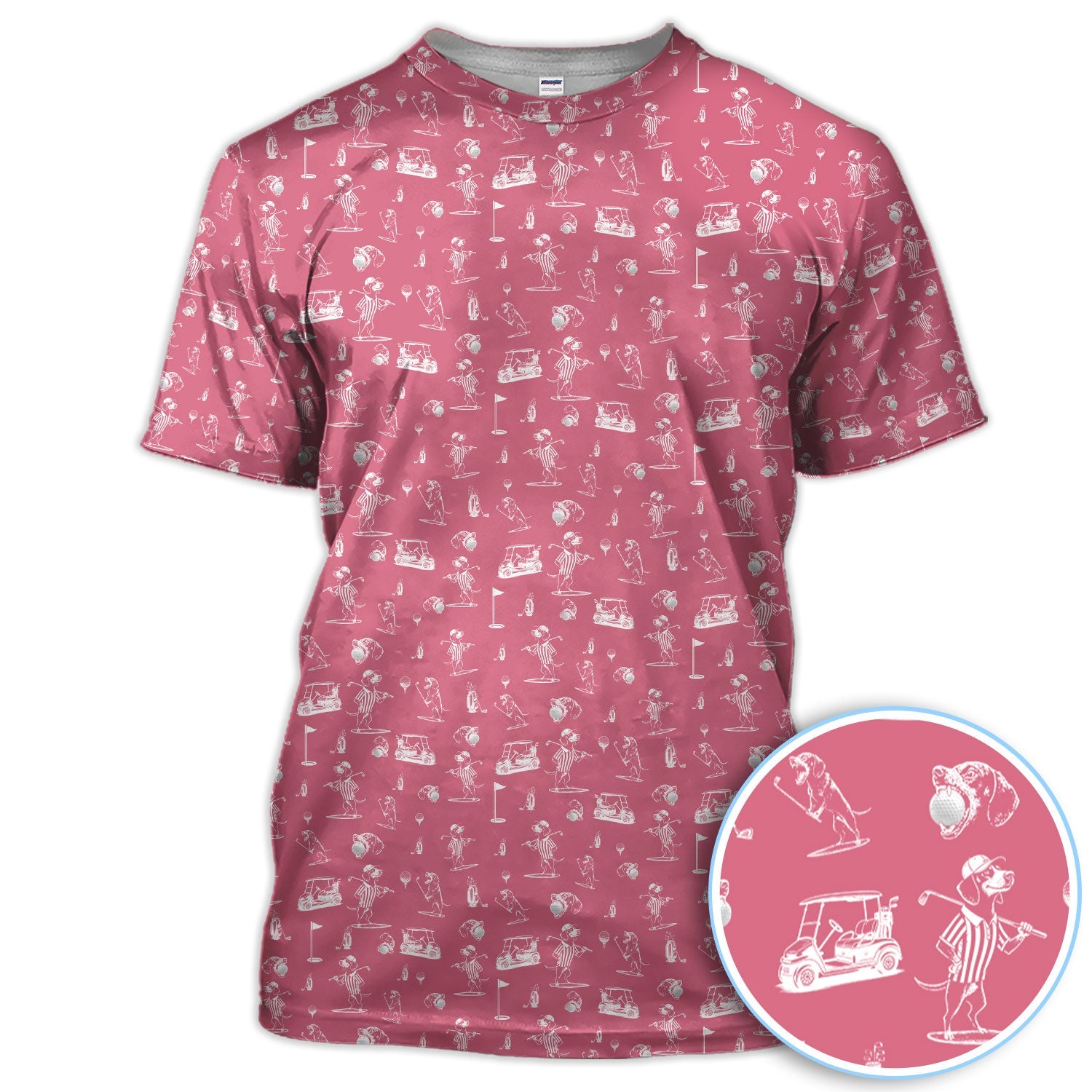 Dachshund Pattern Golf Shirt, Crazy Wiener Dog Golf Polos, Golf Gift For Dogs Lover