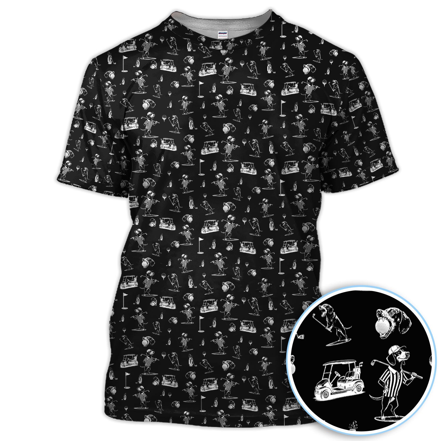 Dachshund Pattern Golf Shirt, Crazy Wiener Dog Golf Polos, Golf Gift For Dogs Lover