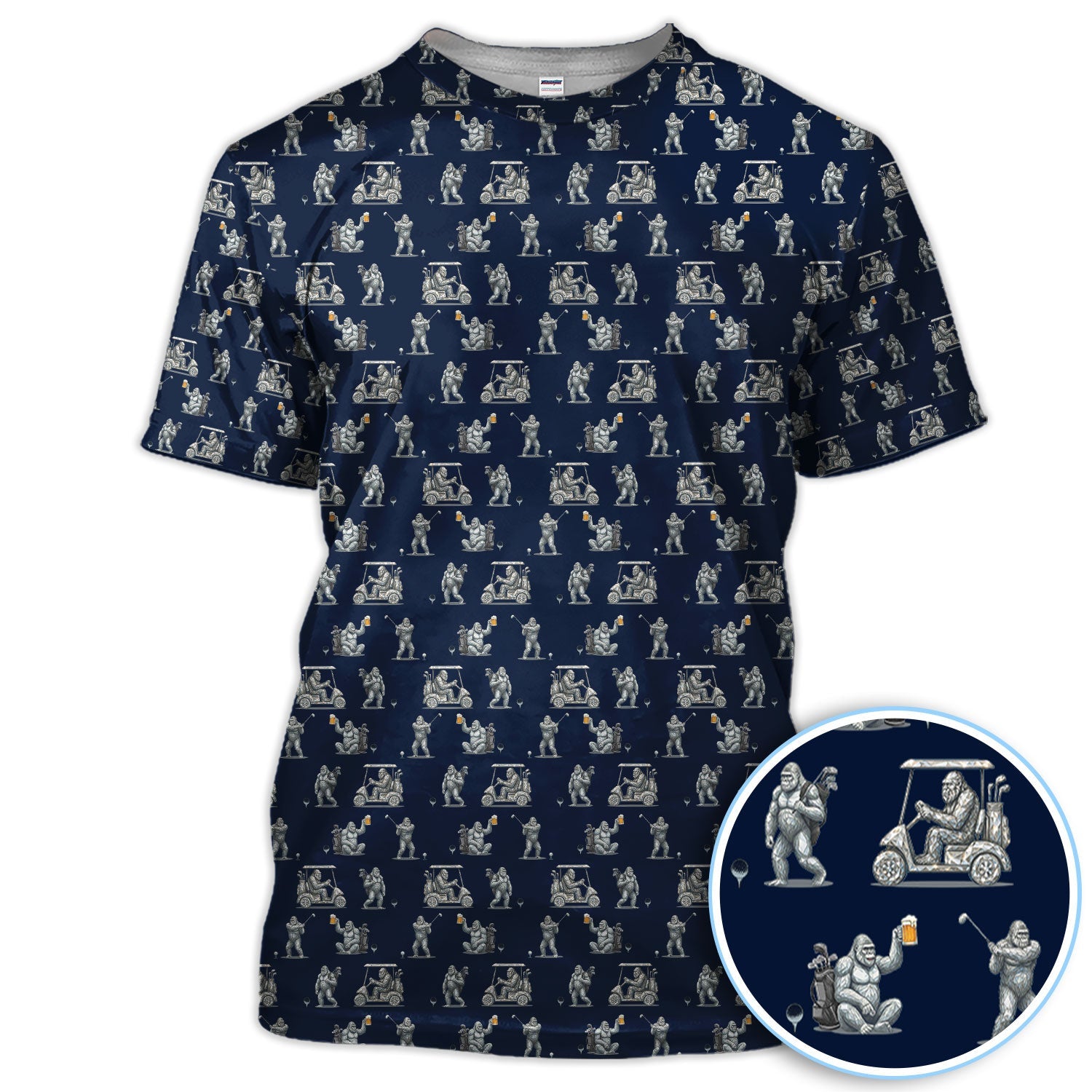 Funny Bigfoot Pattern Golf Shirt, Squatch Bigfoot Golf Polos, Crazy Golf Gift For Men