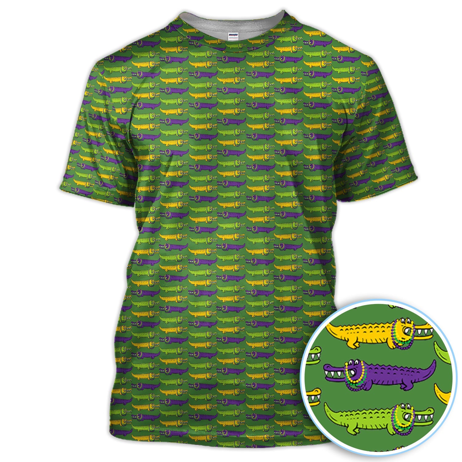 Mardi Gras Alligator Pattern Golf Shirt, Carnival Golf Shirt For Men, Golf Gift For Golfer