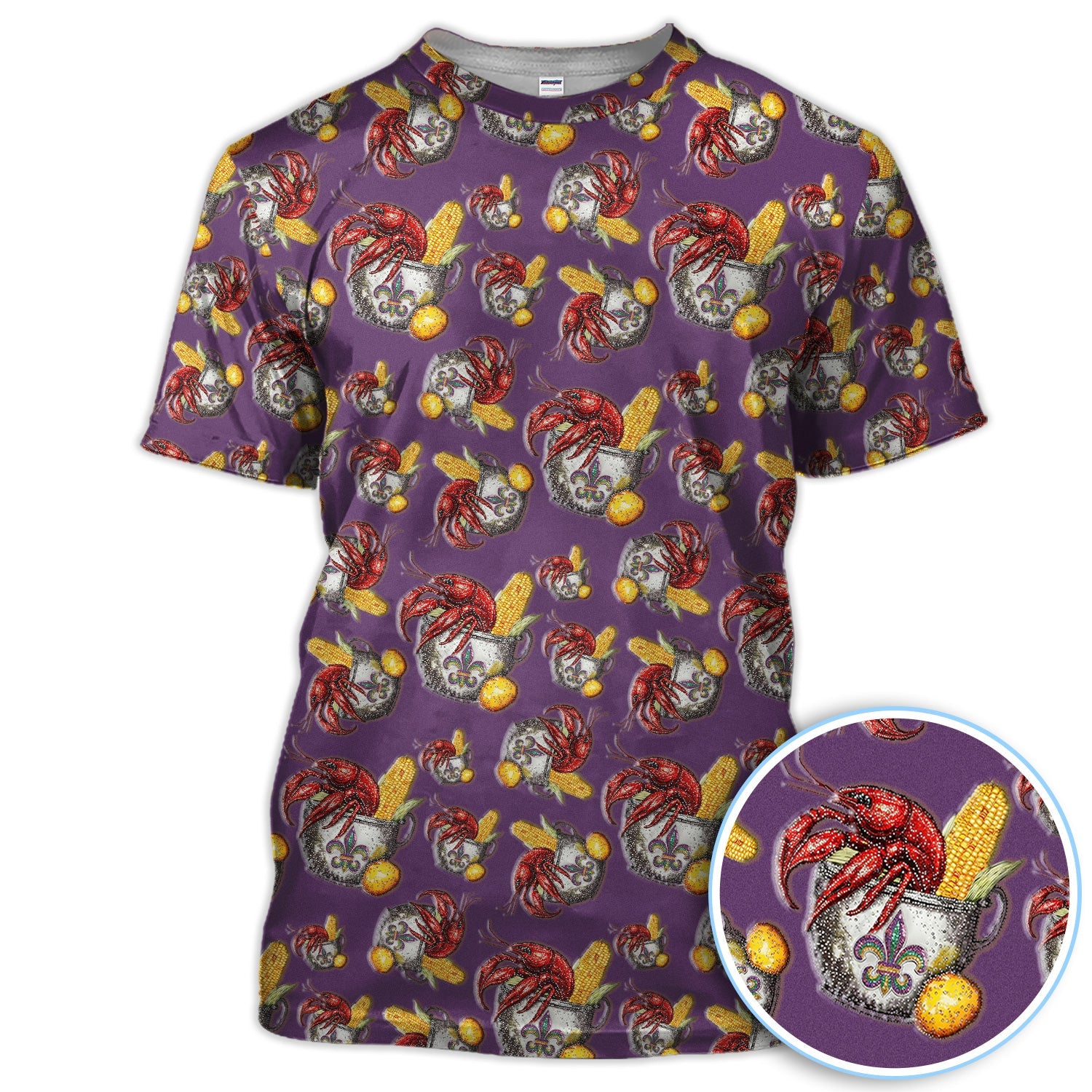 Mardi Gras Crawfish Pattern Golf Shirt, Funny Louisiana Crawfish Golf Polos For Men, Golf Gift For Golfer