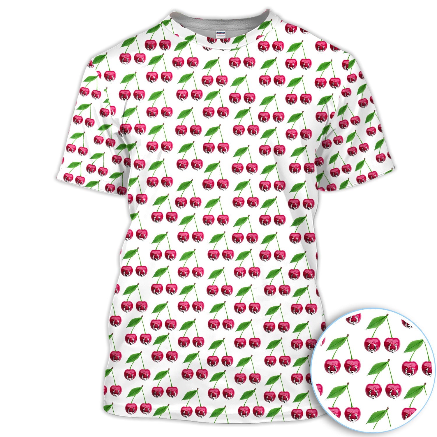 Cute Cherry Golf Pattern Shirt, Sweet Cherry Aesthetic Golf Shirt For Men, Fruit Lover Gift