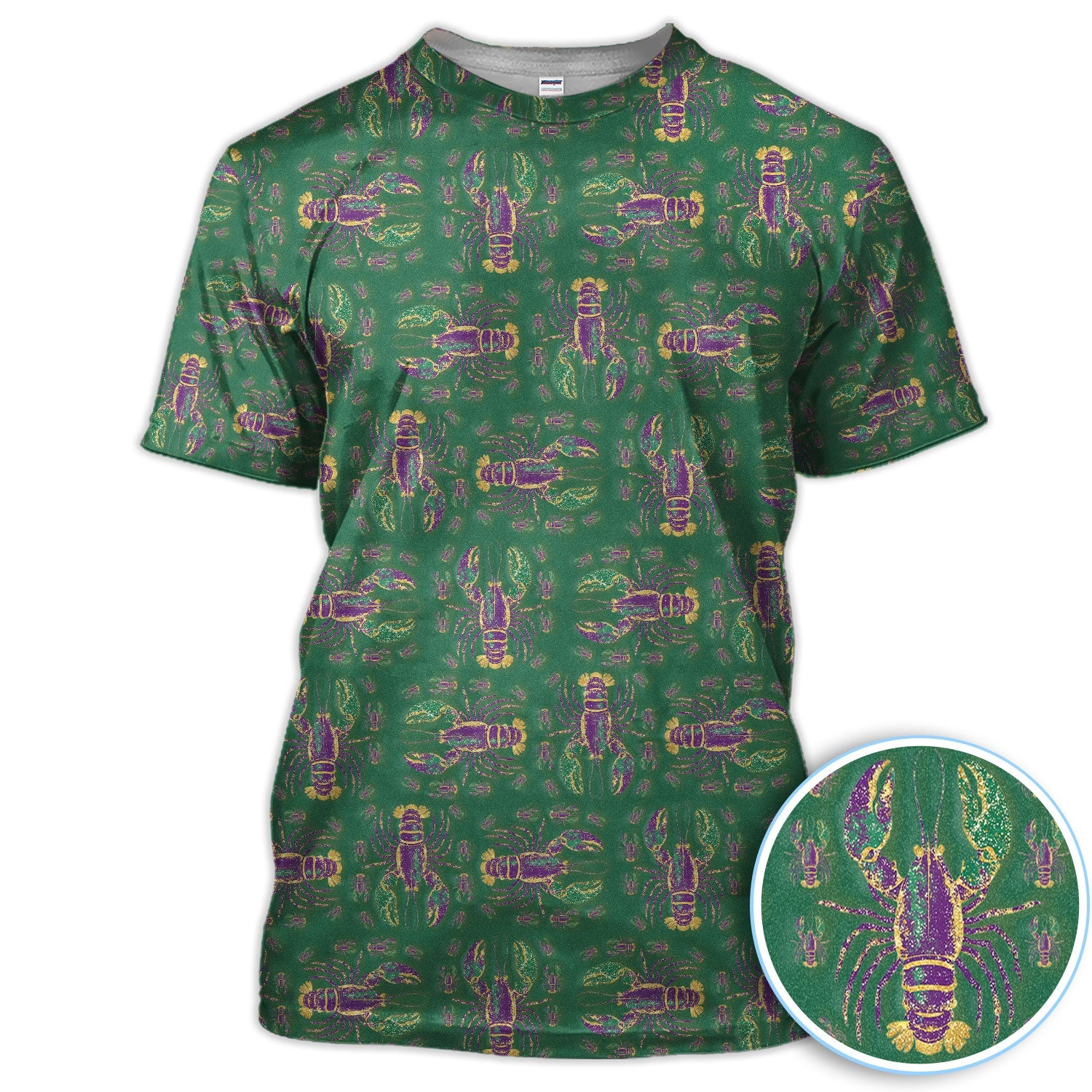 Louisiana Crawfish Pattern Golf Shirt, Mardi Gras Golf Polos For Golfer