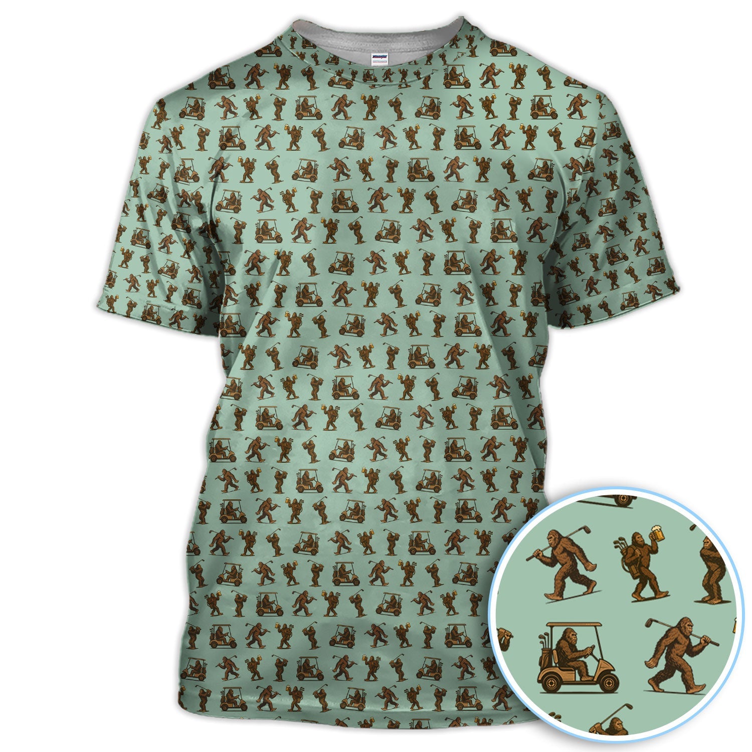 Crazy Golf Pattern Shirt, Bigfoot Golf Shirt For Men, Golf Gift For Golfer