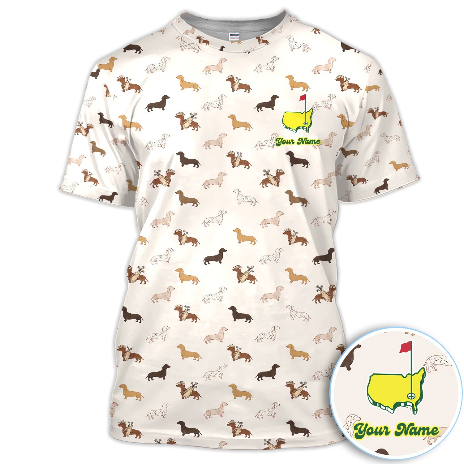 Personalized Dachshund Dog Golf Pattern Shirt, Cute Dachshund Golf Shirt For Women, Dog Lover Golf Gift