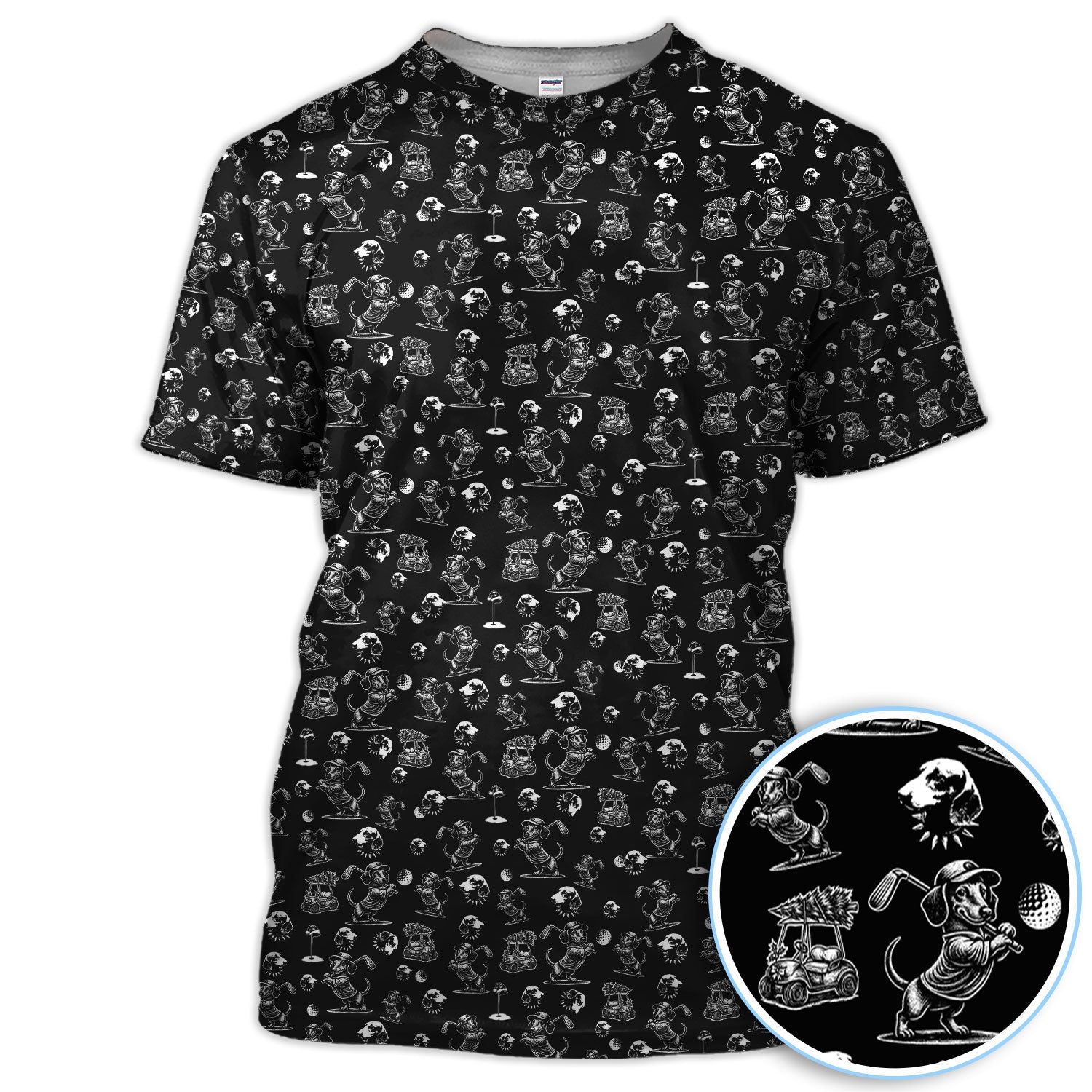 Dachshund Pattern Golf Shirt for Men, Funny Golf Polos, Golf Gift For Men