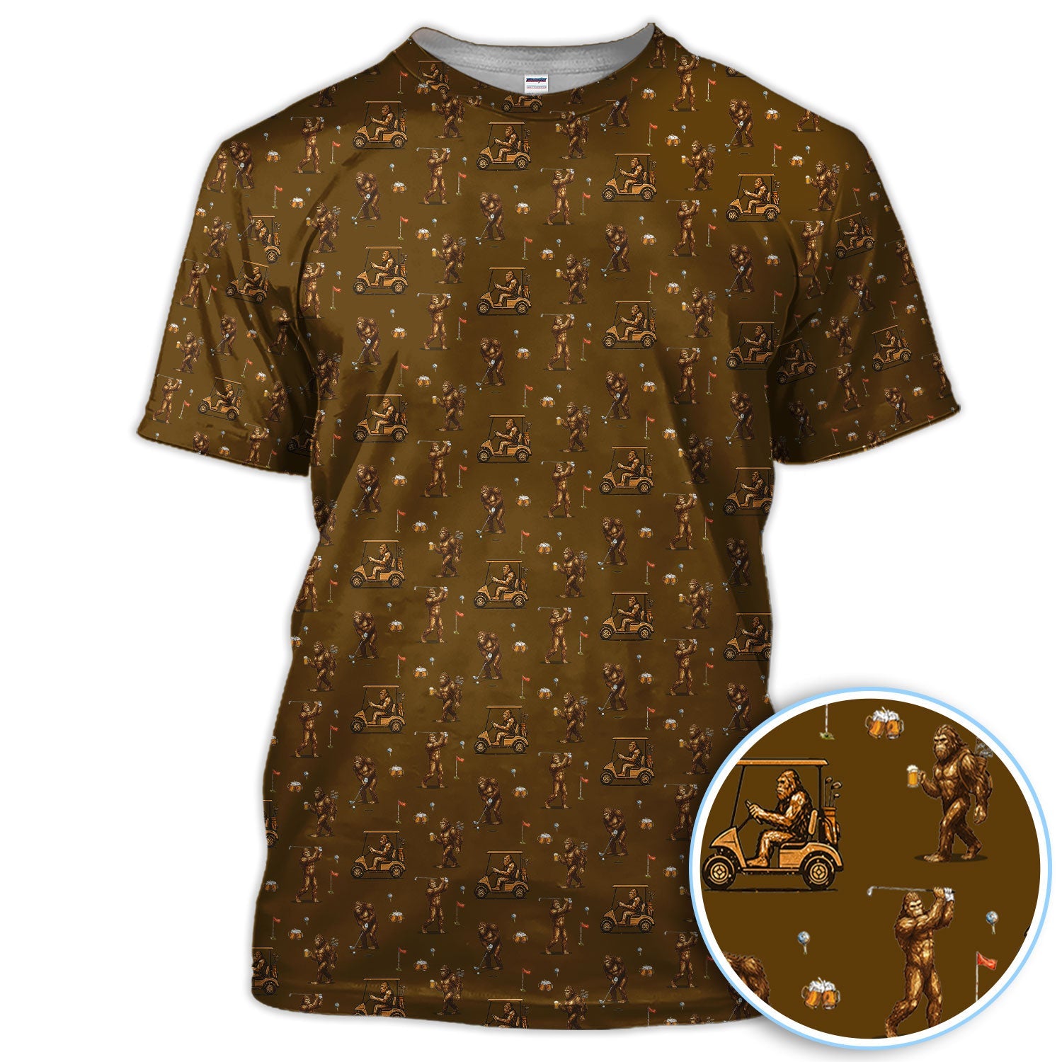 Funny Bigfoot Golf Shirt, Squatch Bigfoot And Beer Pattern Golf  Polos, Crazy Golf Gift For Golfer