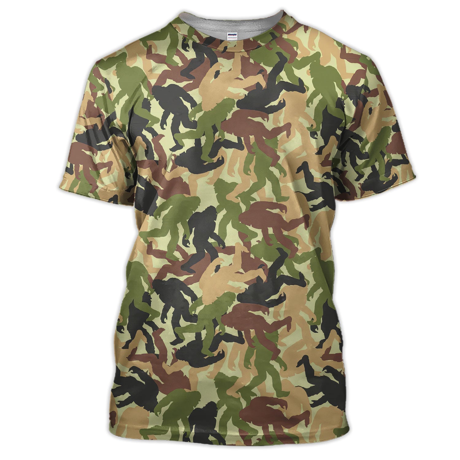 Bigfoot Camo Pattern Golf Polos, Crazy Sasquatch Golf Shirt, Funny Golf Gift For Golfer