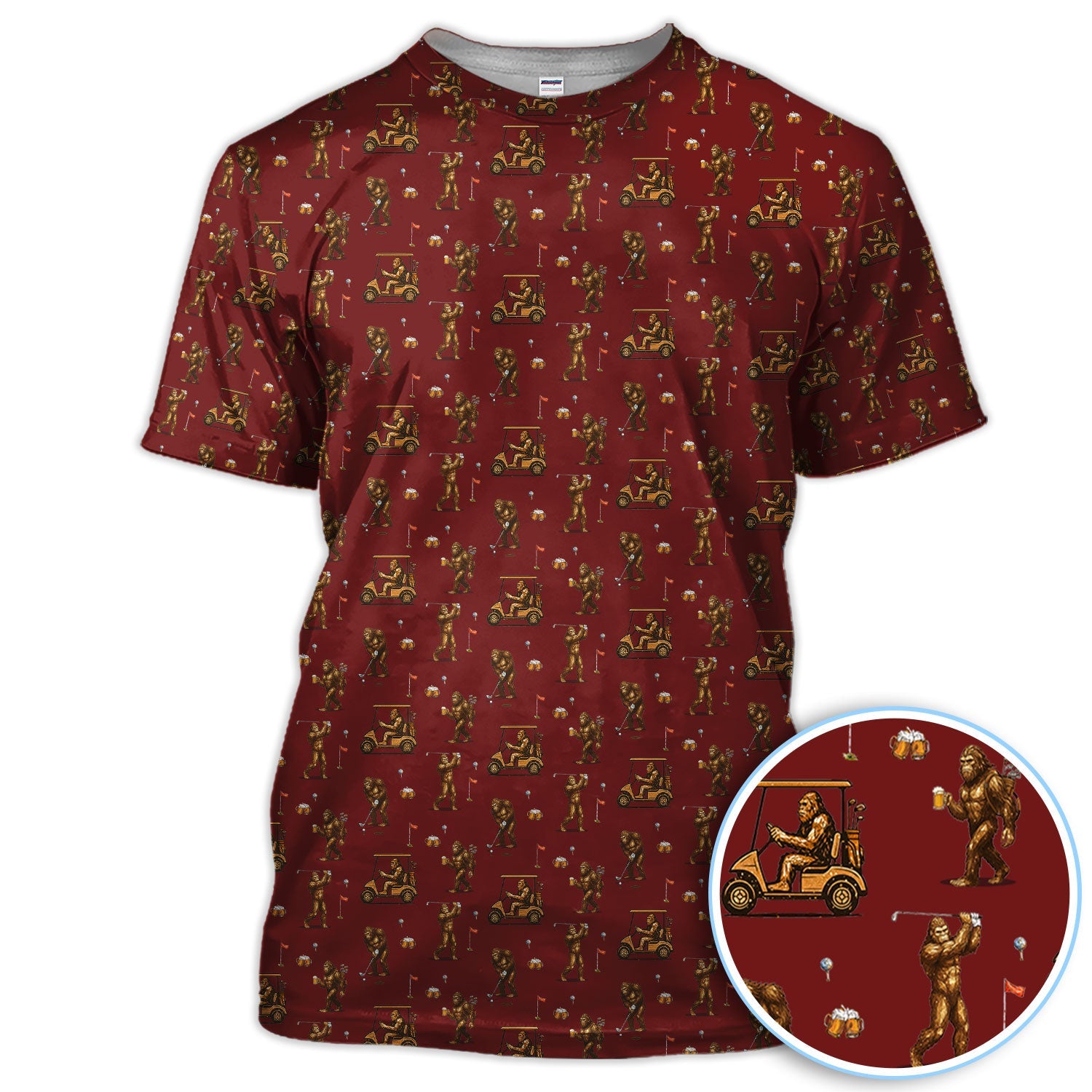 Funny Bigfoot Golf Shirt, Squatch Bigfoot And Beer Pattern Golf  Polos, Crazy Golf Gift For Golfer