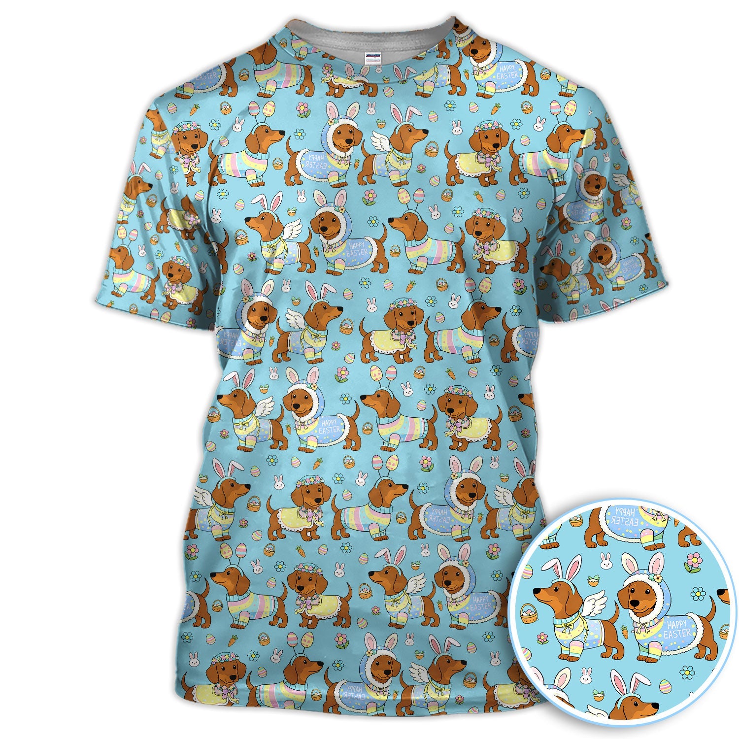 Dachshund Happy Easter Golf Polos, Easter Wiener Dog Pattern Golf Shirt, Golf Gift For Golfer