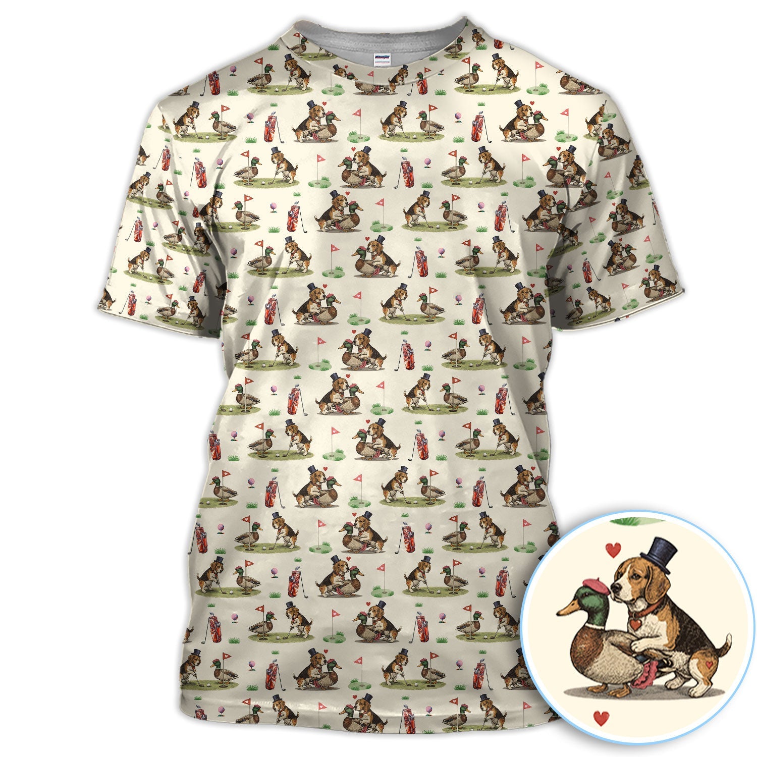 Beagle Pattern Golf Shirt, Valentine Love Golf Shirt For Hunter Lover, Golf Gift For Golfer