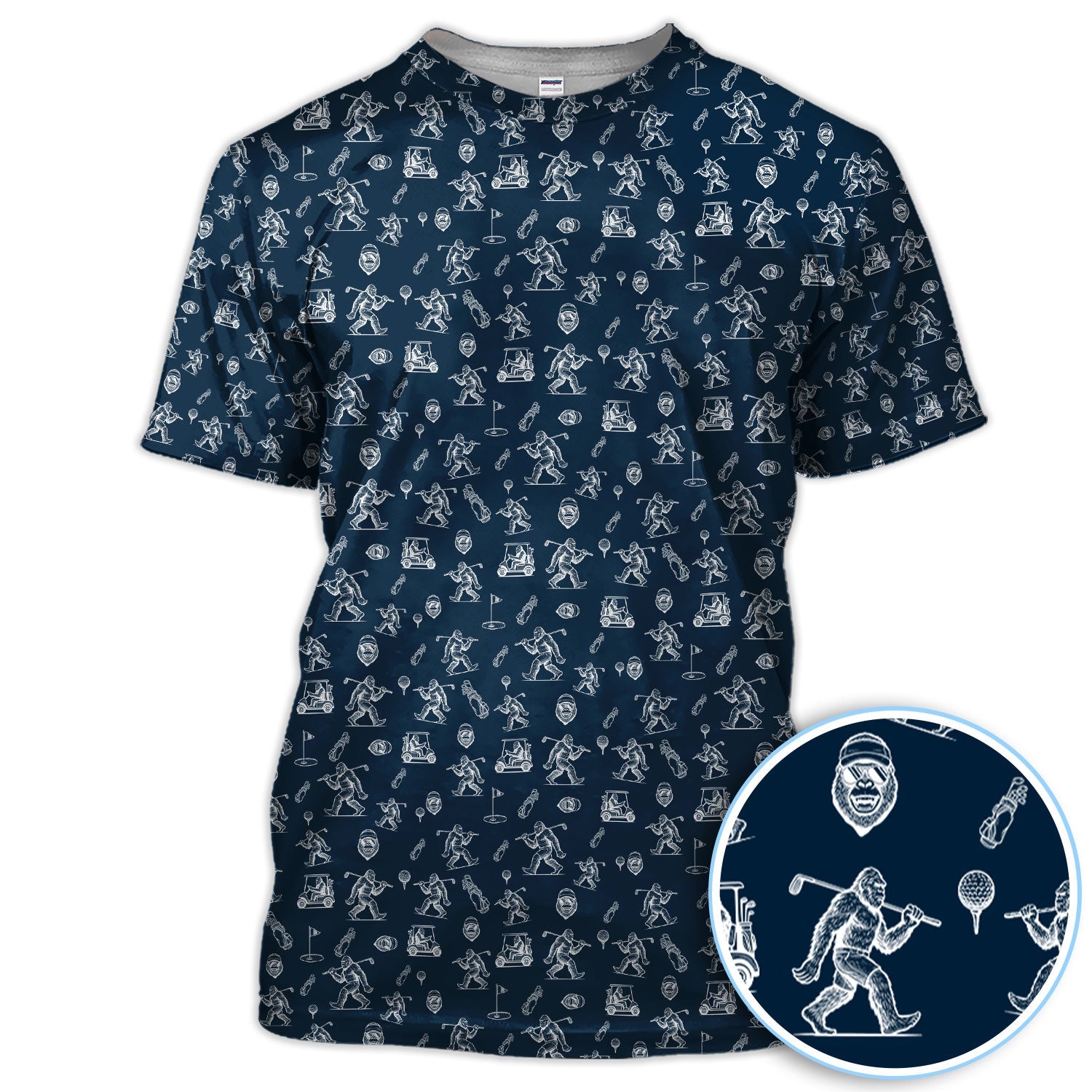 Squatch Bigfoot Pattern Golf Shirt, Funny Bigfoot Golf Polos, Golf Gift For Men