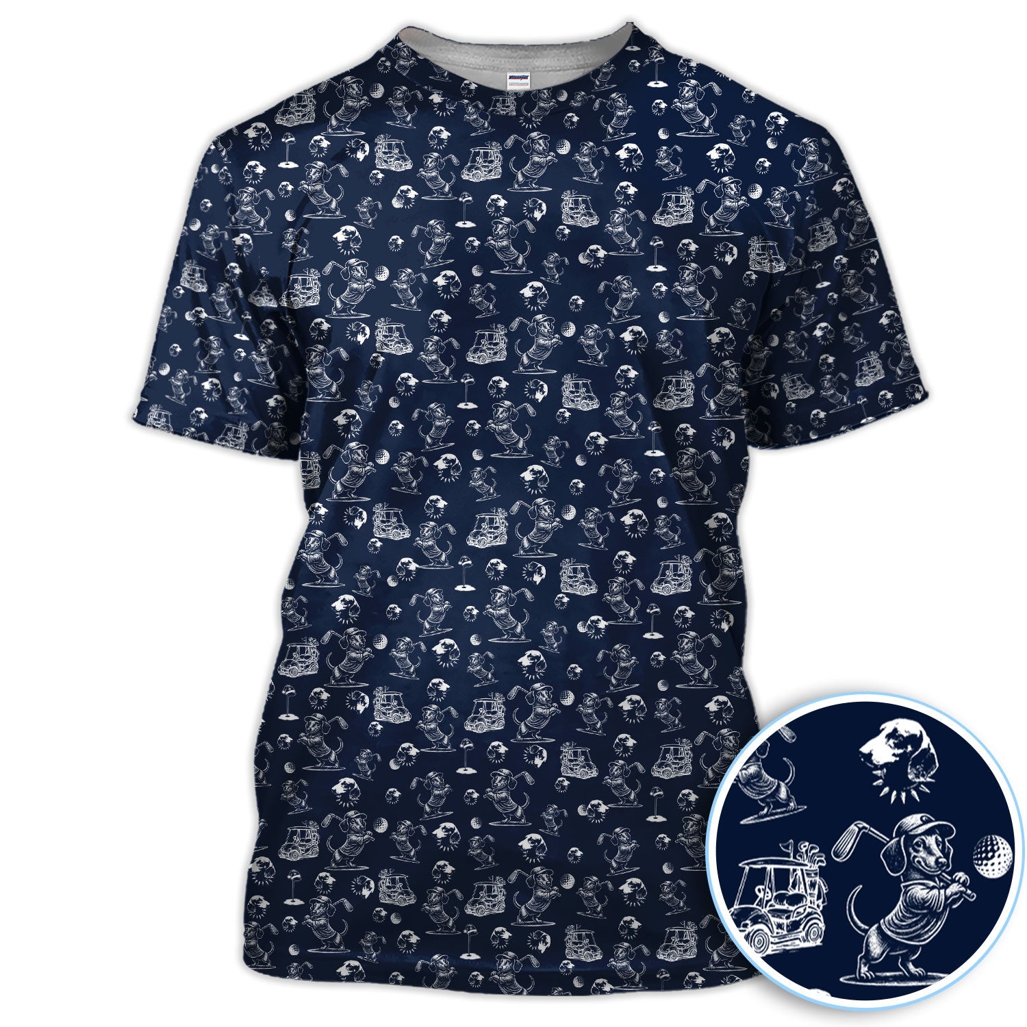 Funny Dachshund Pattern Golf Shirt For Men, Wiener Dog Golf Polos For Golfer, Dad Golf Gift
