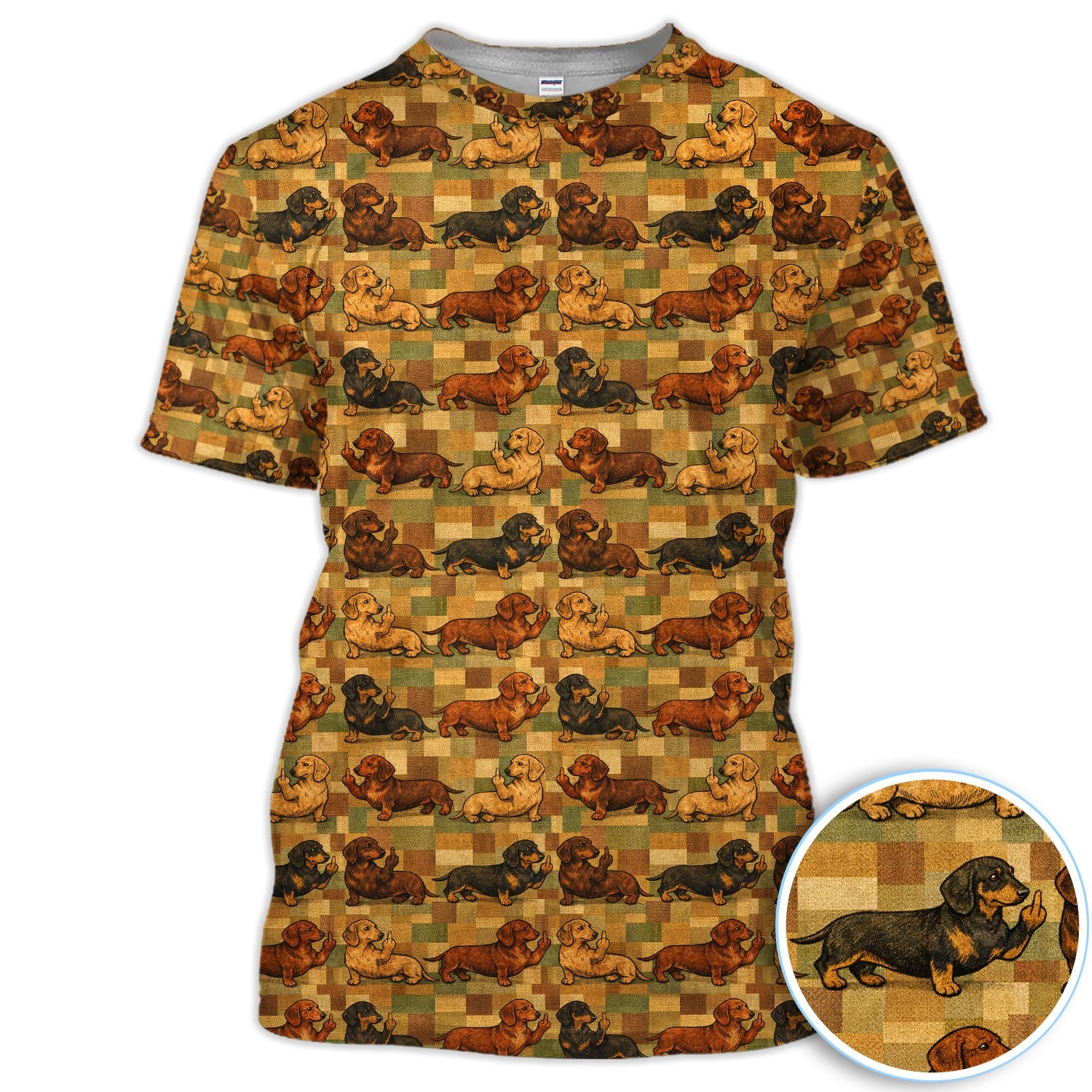 Funny Dachshund Dog Golf Pattern Shirt, Vintage Wiener Dog Golf Shirt For Women, Dog Lover Gift