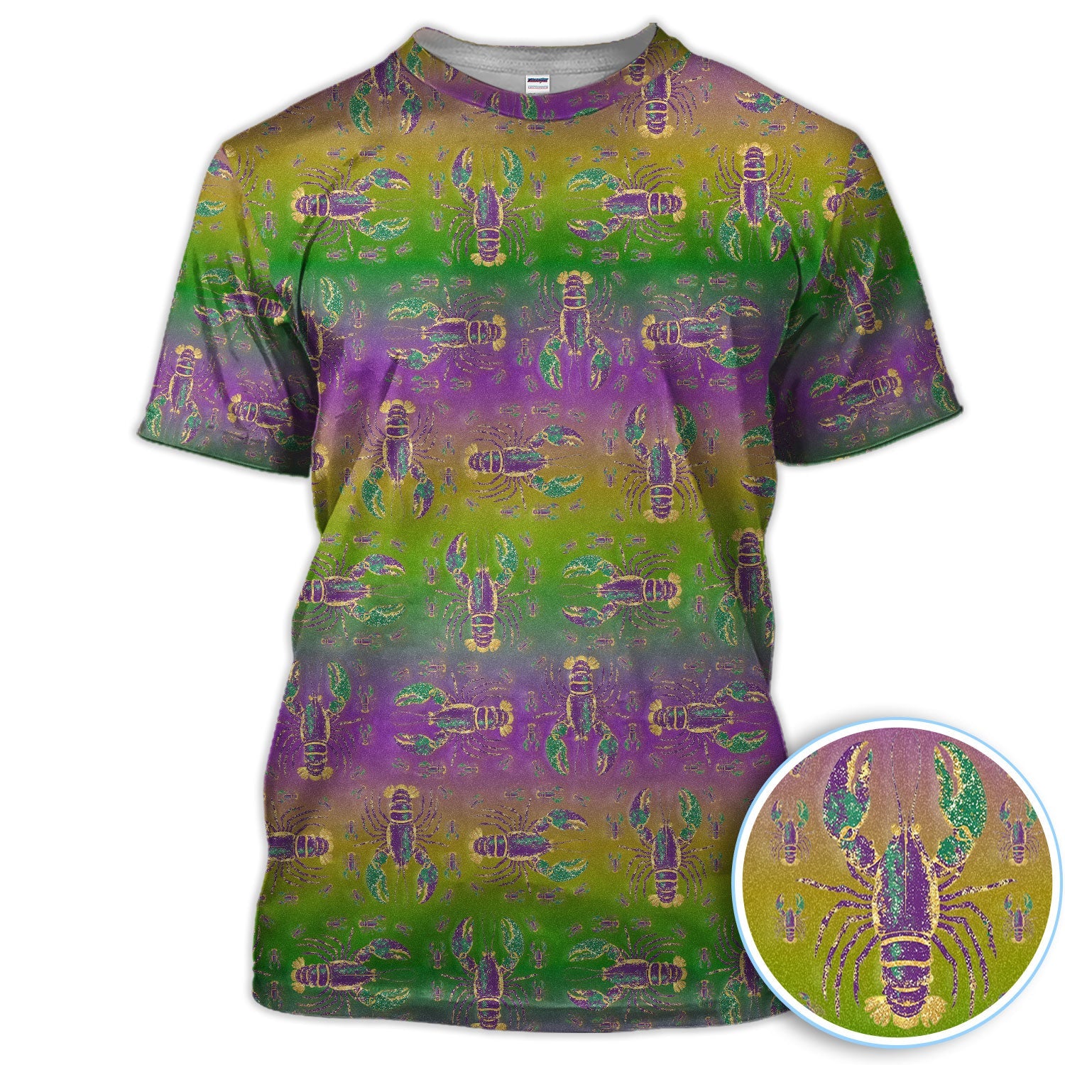 Louisiana Crawfish Pattern Golf Shirt, Mardi Gras Golf Polos For Golfer