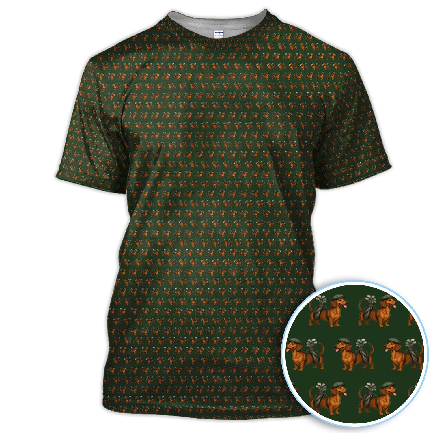 Dachshund Pattern Golf Polos, Crazy Dachshund Golf Shirt For Men, Funny Golf Shirt