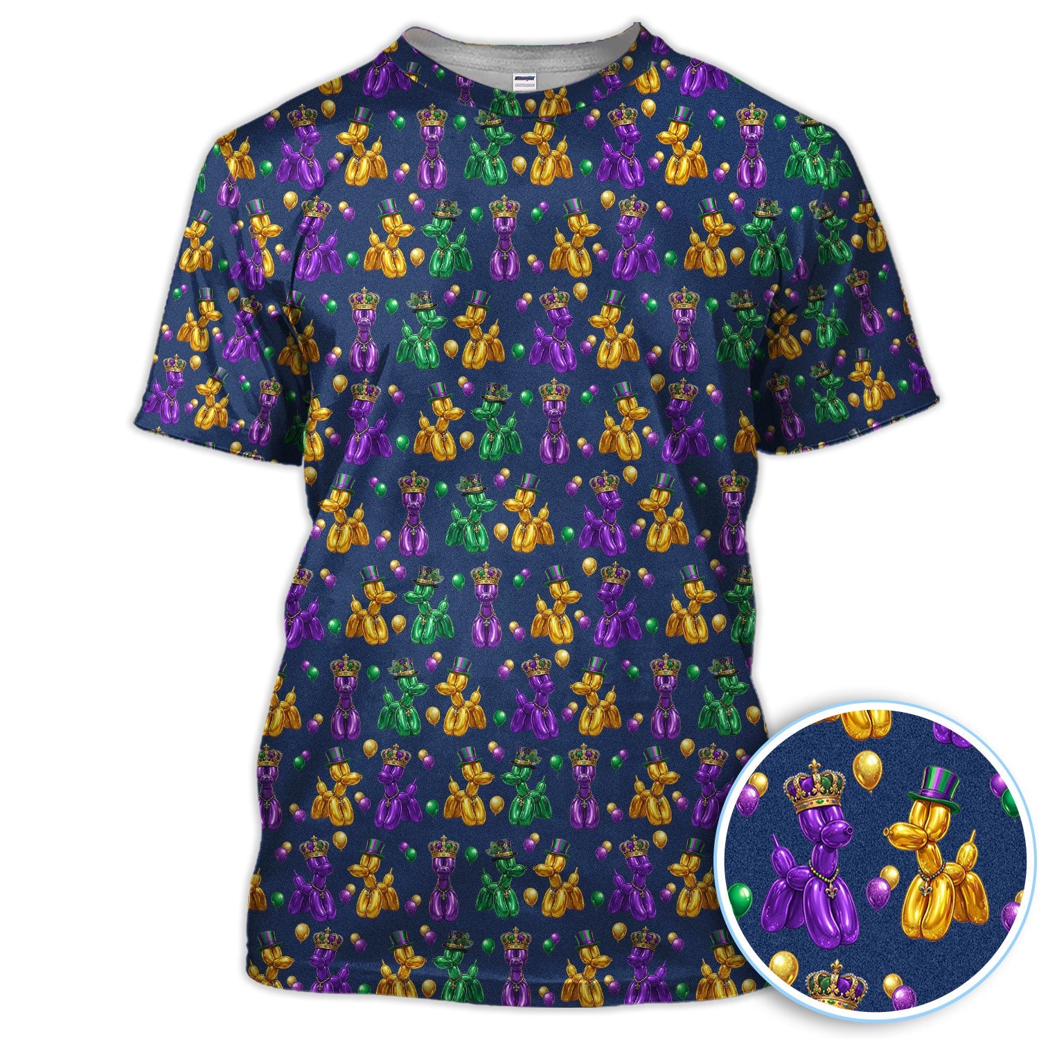 Mardi Gras Bead Dogs Golf Polos For Golfer, Festival Pattern Golf Shirt, Golf Gift For Men