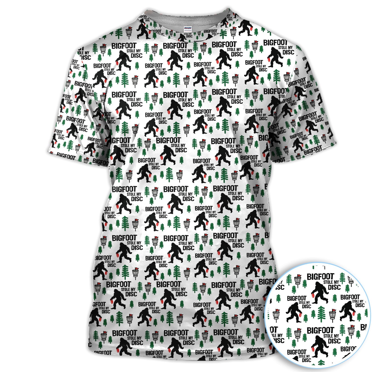 Funny Disc Golf Polo Shirt, Bigfoot Sasquatch Disc Golfer Gift Shirt for Men