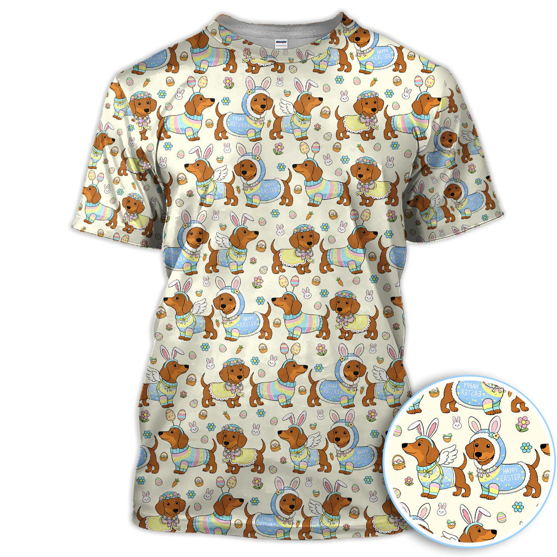 Dachshund Happy Easter Golf Polos, Easter Wiener Dog Pattern Golf Shirt, Golf Gift For Women