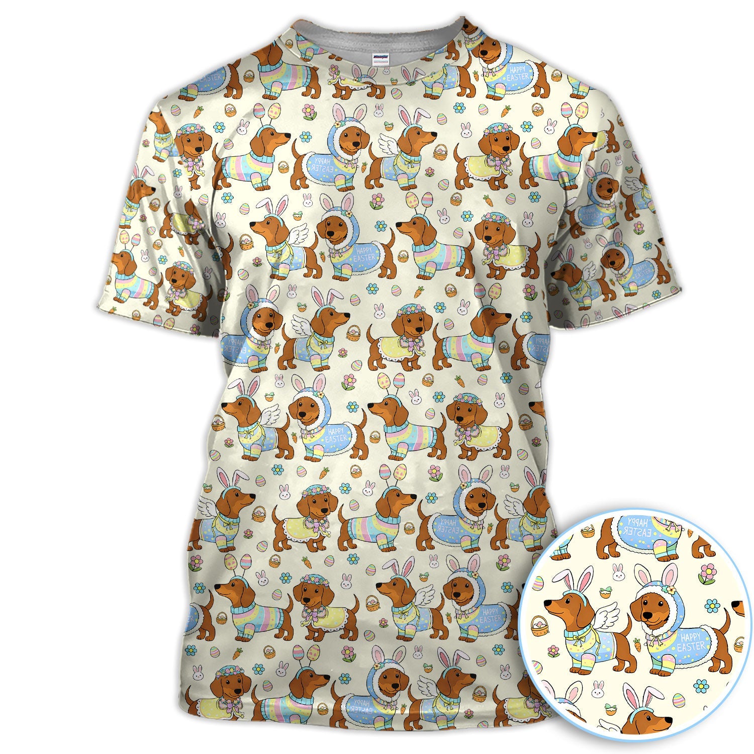 Dachshund Happy Easter Golf Polos, Easter Wiener Dog Pattern Golf Shirt, Golf Gift For Women