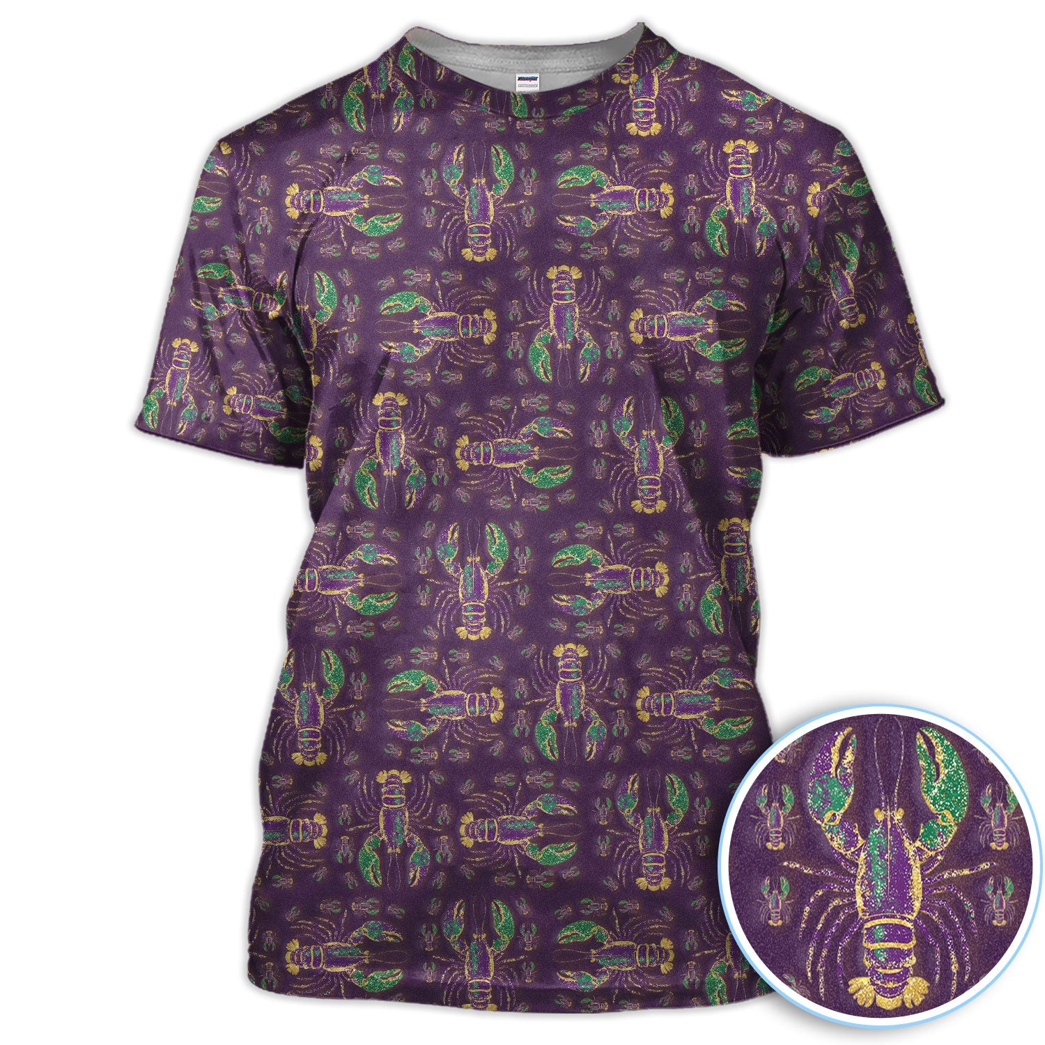 Louisiana Crawfish Pattern Golf Shirt, Mardi Gras Golf Polos For Golfer