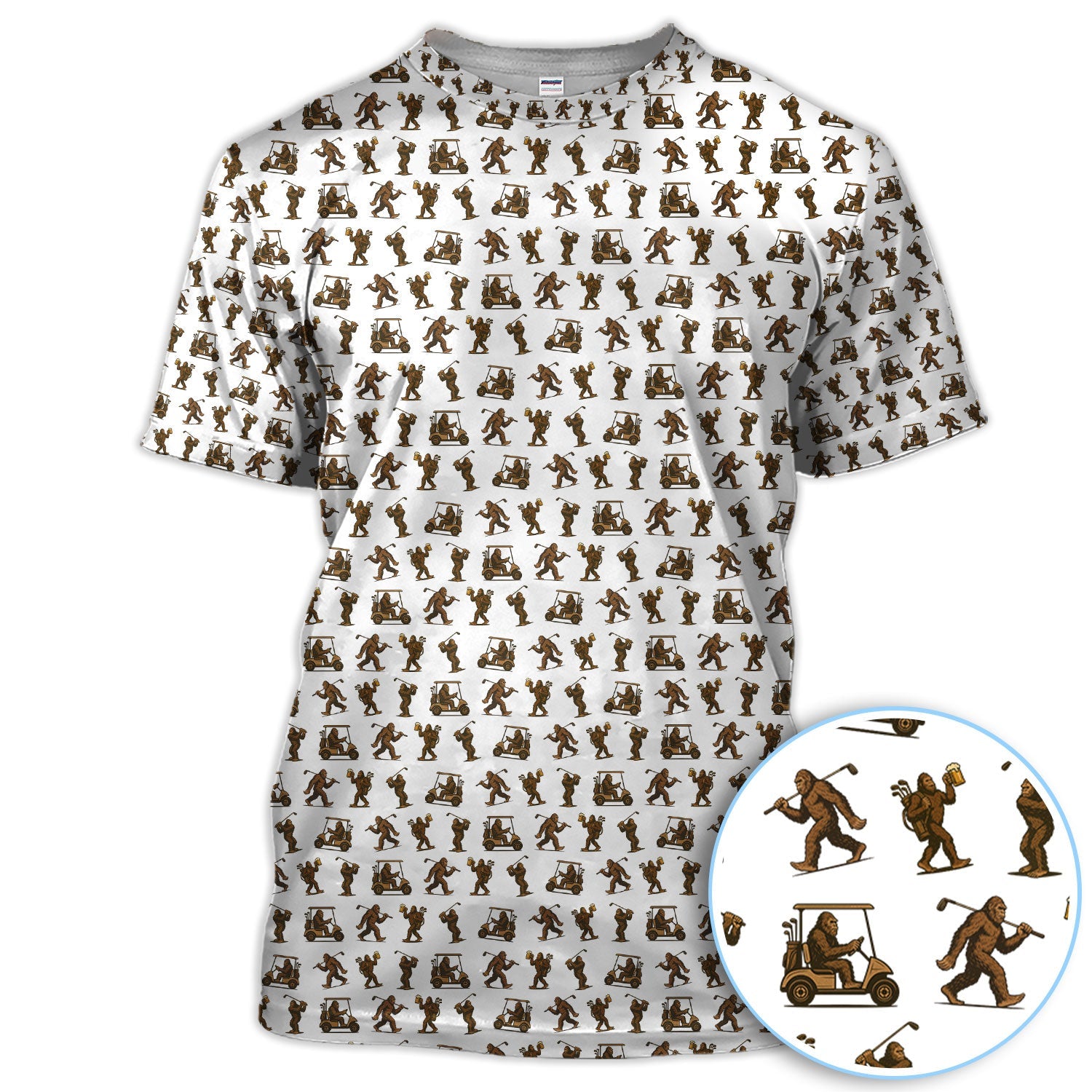 Funny Golf Pattern Shirt, Bigfoot Golf Shirt For Men, Crazy Golf Gift For Golfer