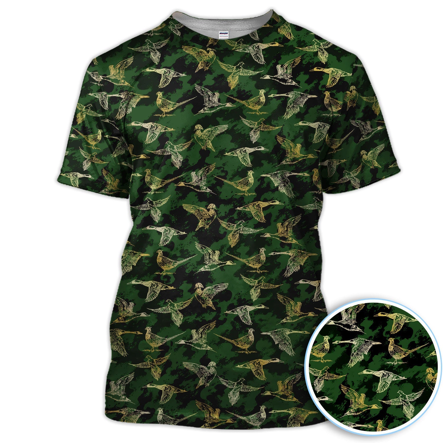 Duck Camo Pattern Golf Polos For Golfer, Flying Waterfowl Golf Shirt, Golf Gift For Men