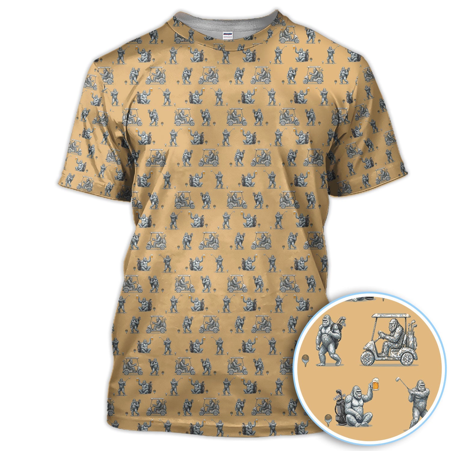 Funny Bigfoot Pattern Golf Shirt, Squatch Bigfoot Golf Polos, Crazy Golf Gift For Men
