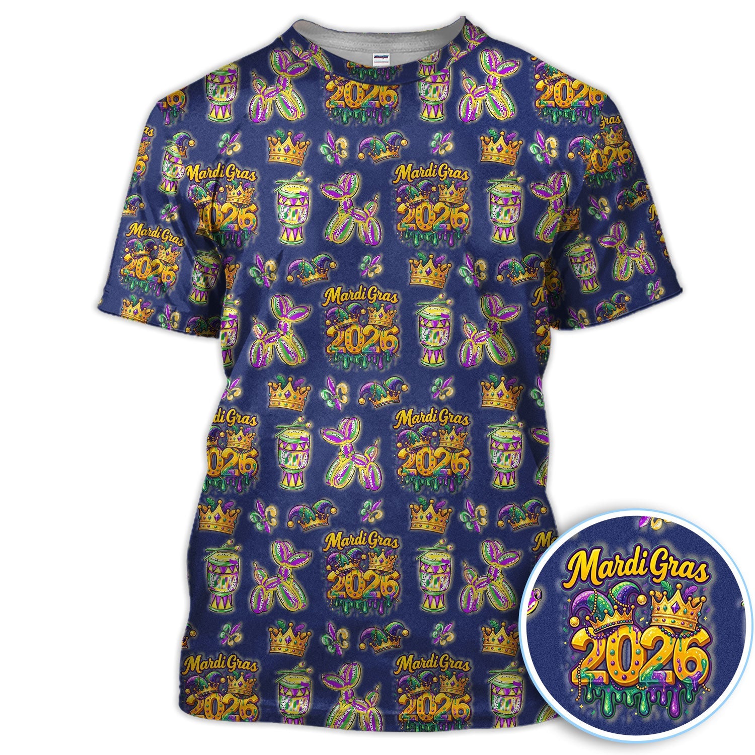 Mardi Gras 2026 Golf Polos For Golfer, Festive Crown Mask Pattern Golf Shirt, Golf Gift For Men