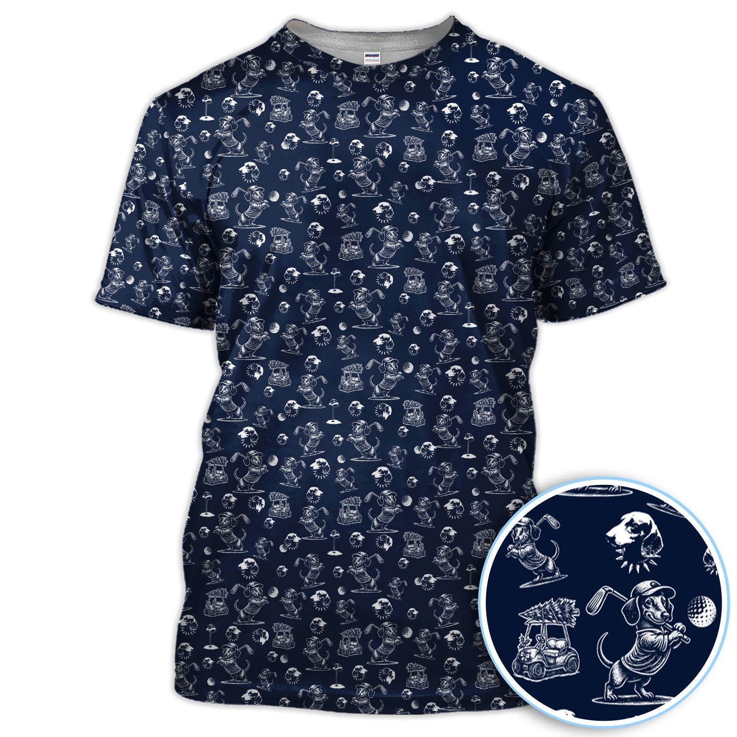 Dachshund Pattern Golf Shirt for Men, Funny Golf Polos, Golf Gift For Men
