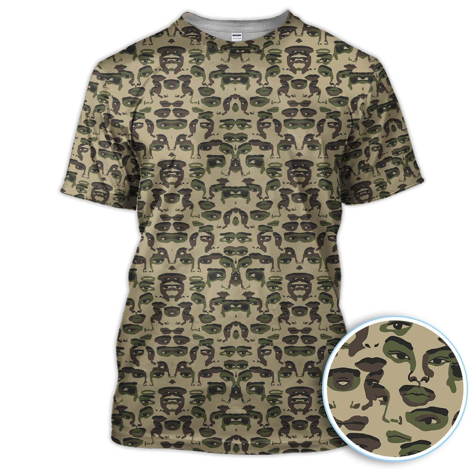 Camo Face Art Pattern Polo Shirt, Crazy Golf Polos For Golfer, Men Golf Gift