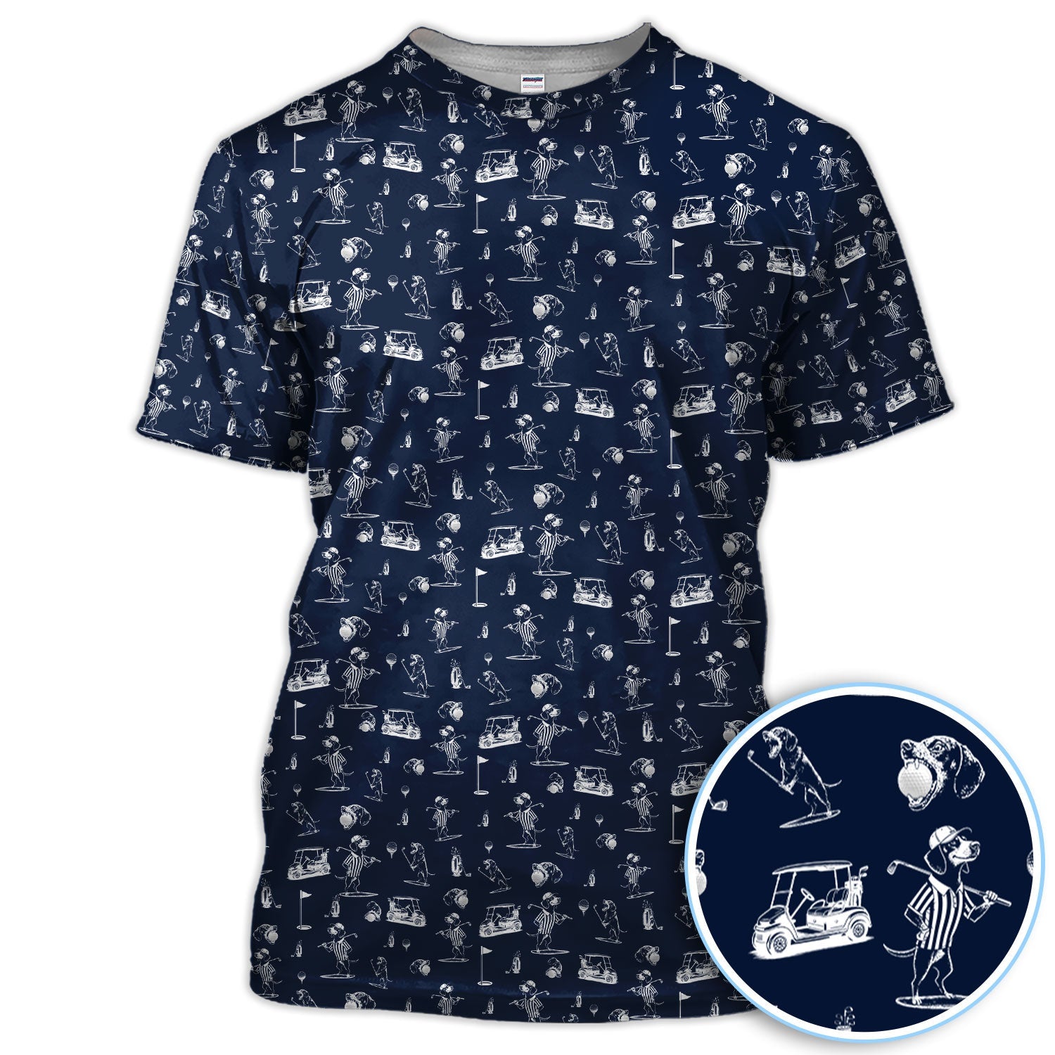Dachshund Pattern Golf Shirt, Crazy Wiener Dog Golf Polos, Golf Gift For Dogs Lover