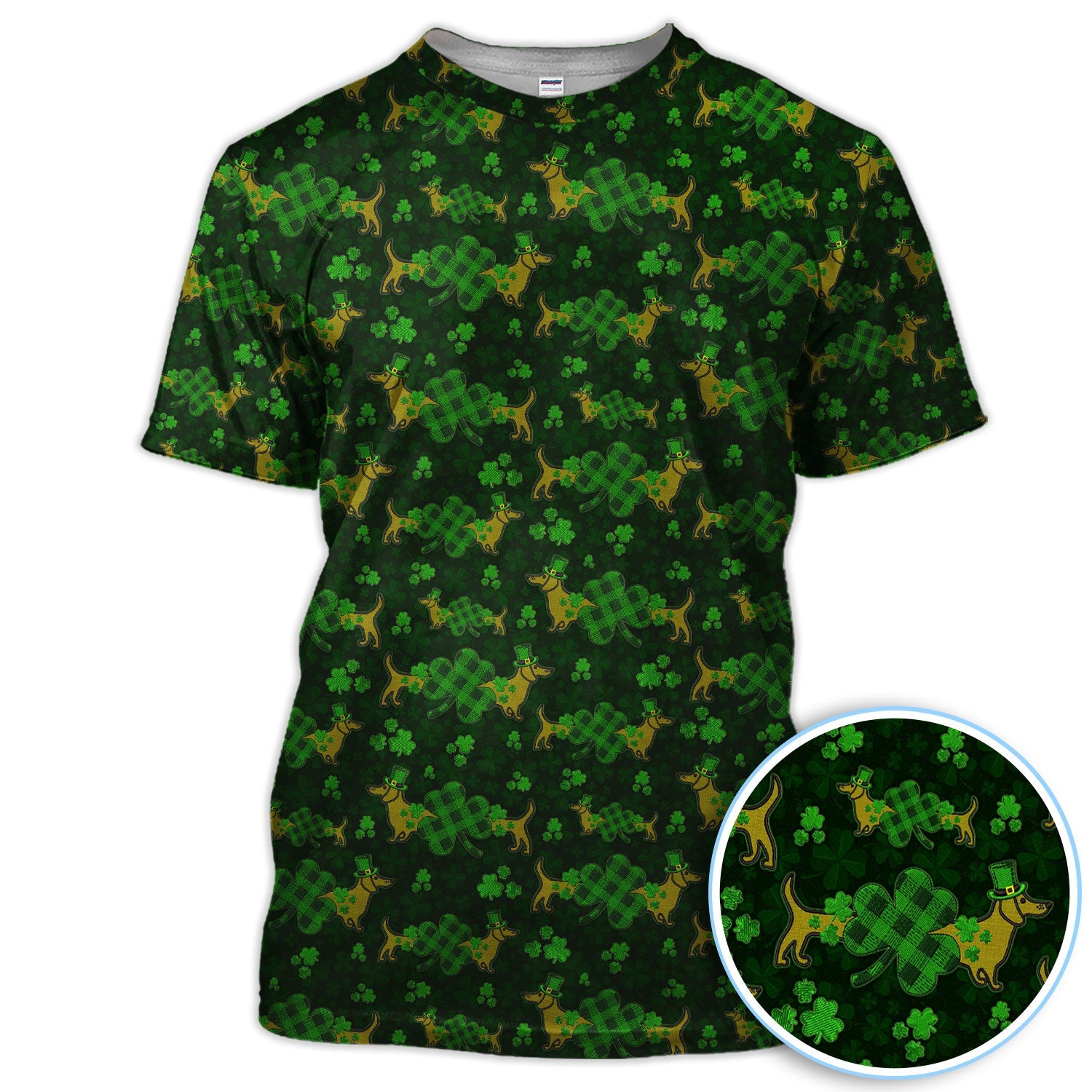 St. Patrick’s Day Golf Polos, Funny Dachshund Shamrock Golf Shirt For Men, Crazy Golf Gift For Golfer