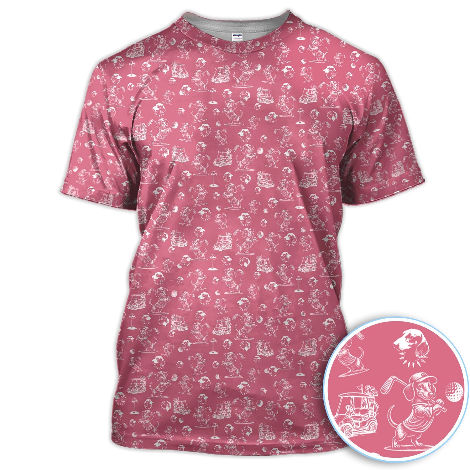 Funny Dachshund Pattern Golf Shirt For Men, Wiener Dog Golf Polos For Golfer, Dad Golf Gift
