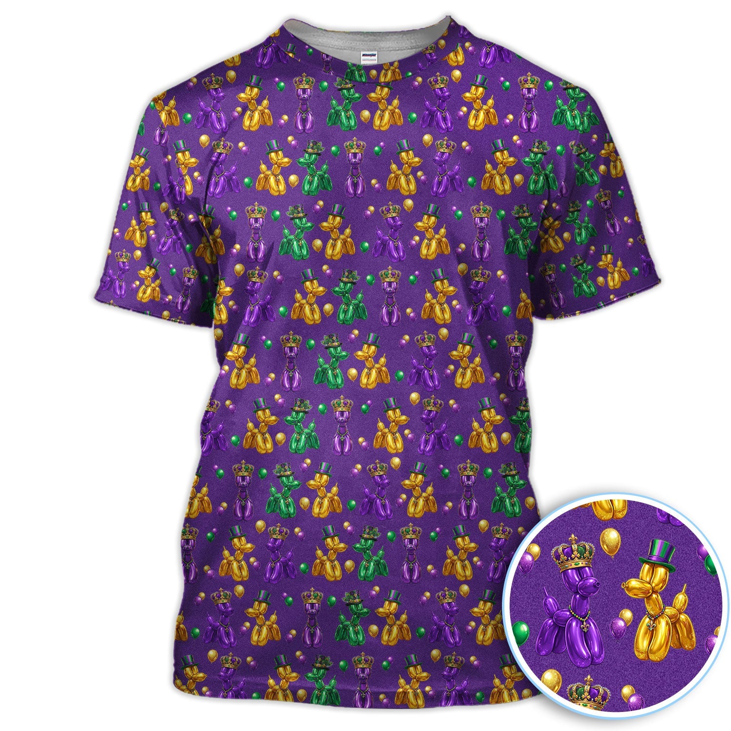Mardi Gras Bead Dogs Golf Polos For Golfer, Festival Pattern Golf Shirt, Golf Gift For Men