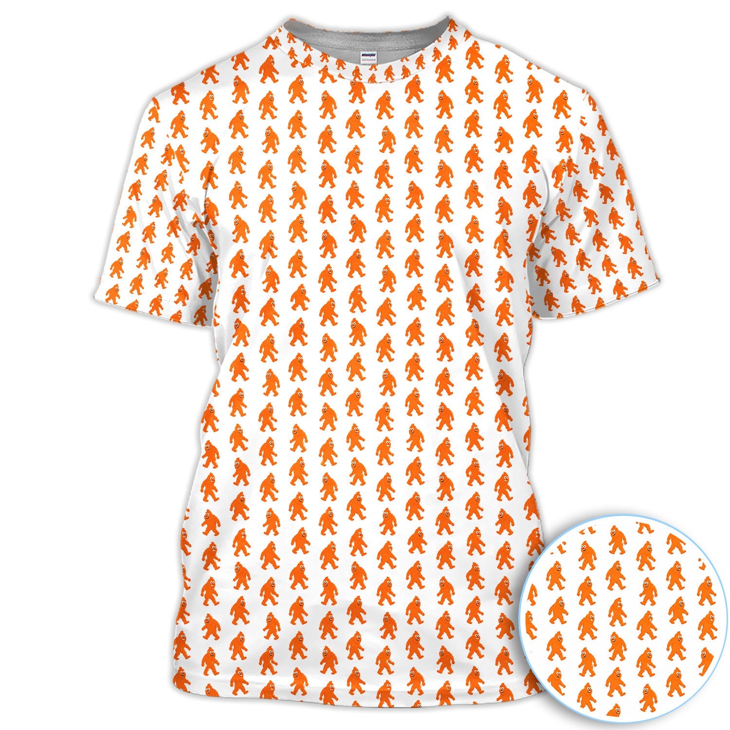 Funny Orange Bigfoot Golf Pattern Shirt, Sasquatch Golf Shirt For Men, Cryptid Lover Gift